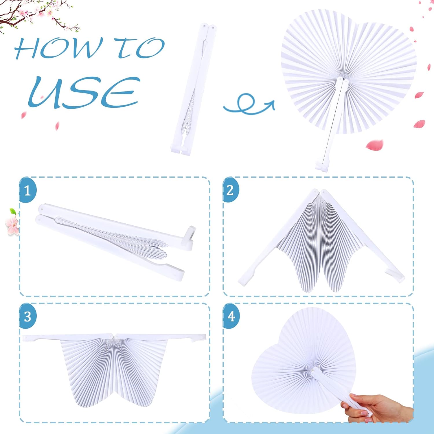 Blulu 60 Pack Decorative Folding Fans Wedding Party Favor