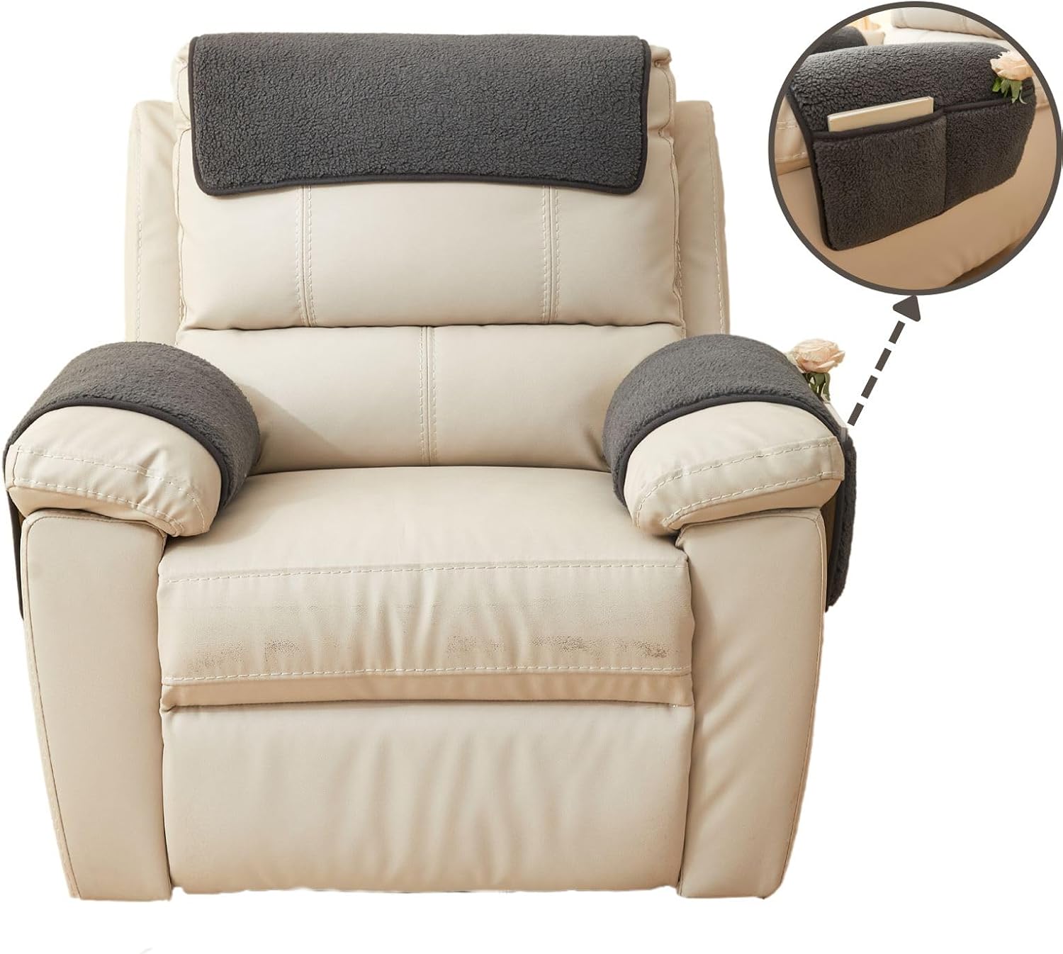 vctops 4 Piece Sherpa Fleece Sofa Slipcover Set