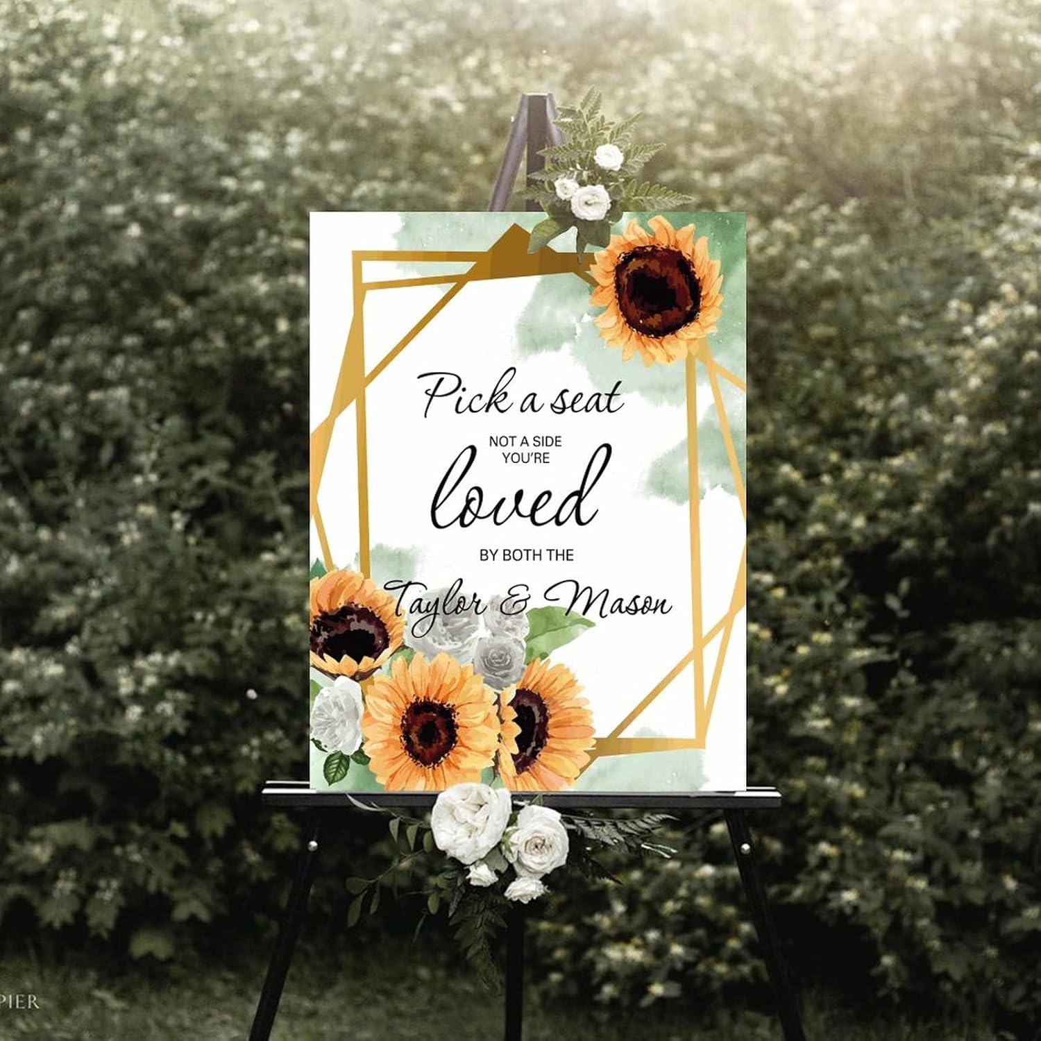 Custom Wedding Welcome Sign with Sunflower Design
