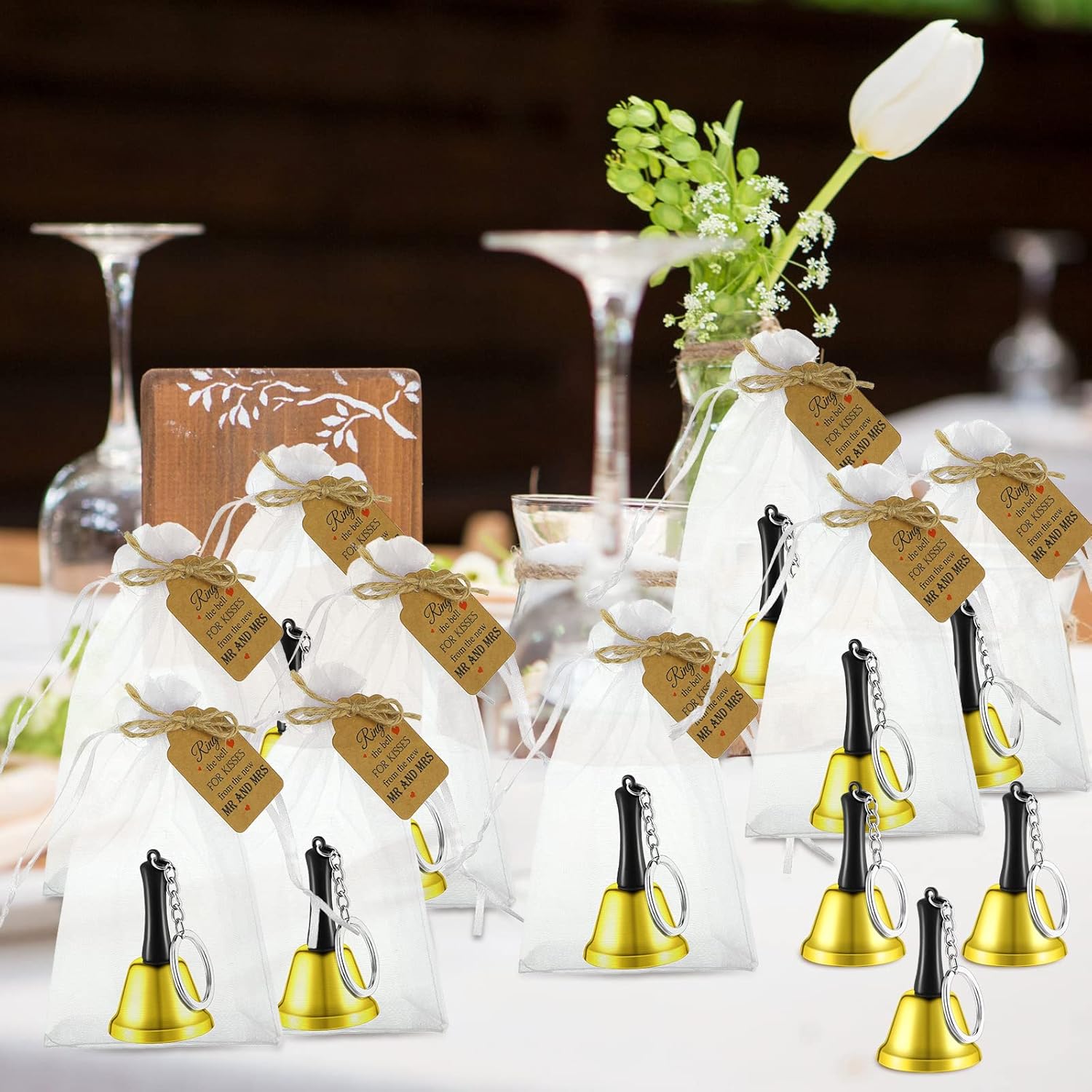 Lounsweer Wedding Kissing Bell Set 48 Pieces Gold