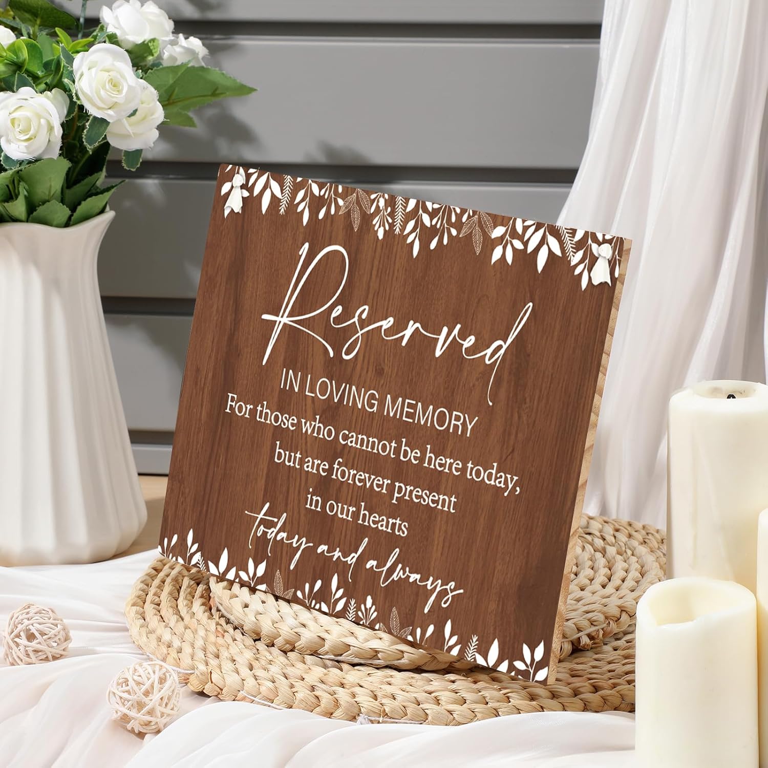 Rustic Wedding Memorial Sign with Ribbon