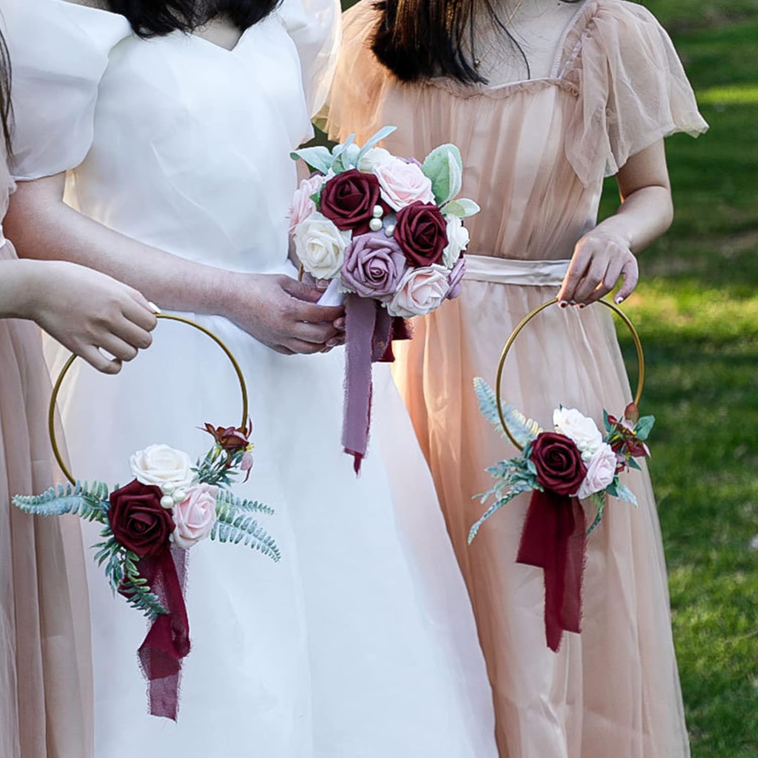 Red Wedding Floral Hoop Wreath for Bridesmaids
