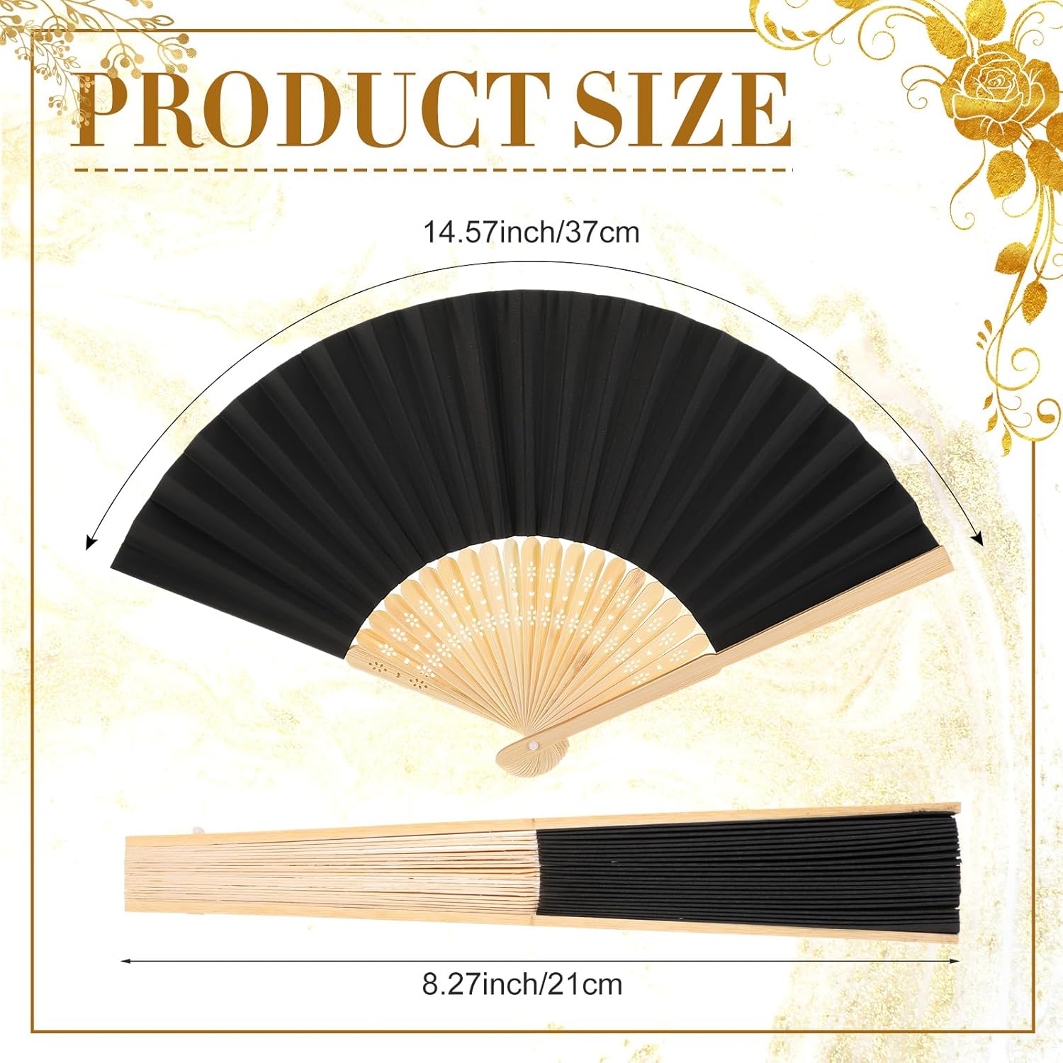 Yinkin 100 Pack Folding Fans for Weddings and Parties