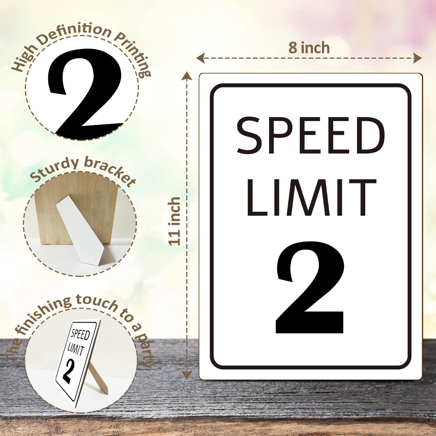 Race Car Birthday Sign with Stand Speed Limit 2 Sign
