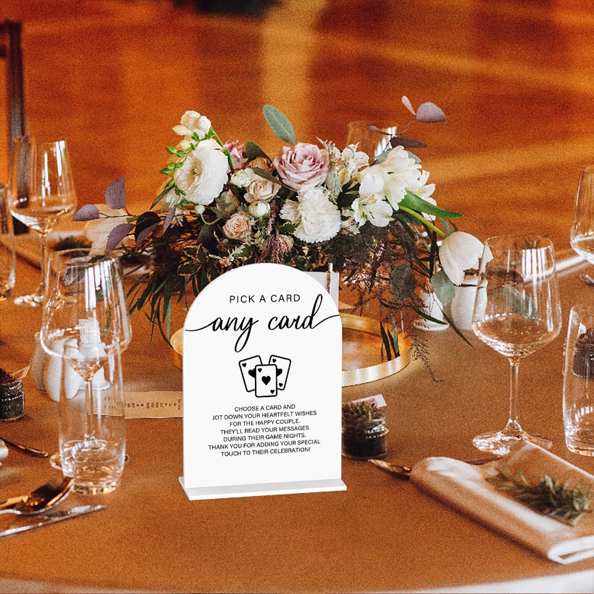 Modern Acrylic Wedding Sign with Wooden Base