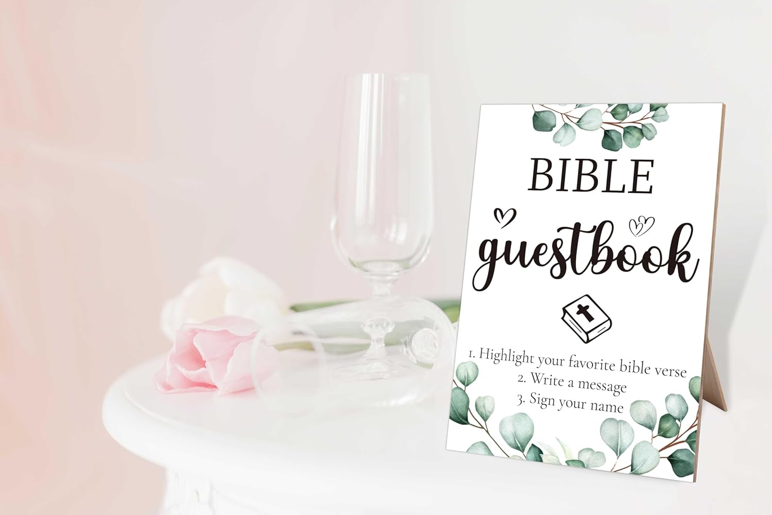 Wedding Bible Guest Book Stand Sign 8x11
