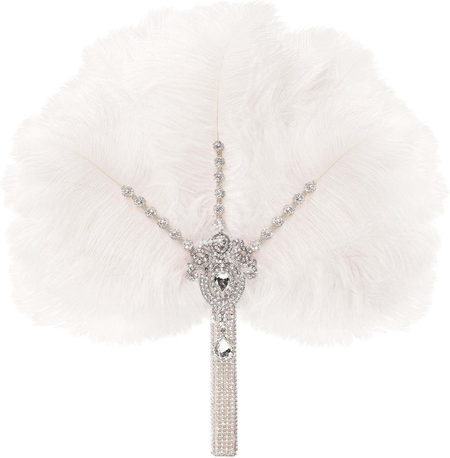 BABEYOND Vintage Bridal Feather Bouquet Fan