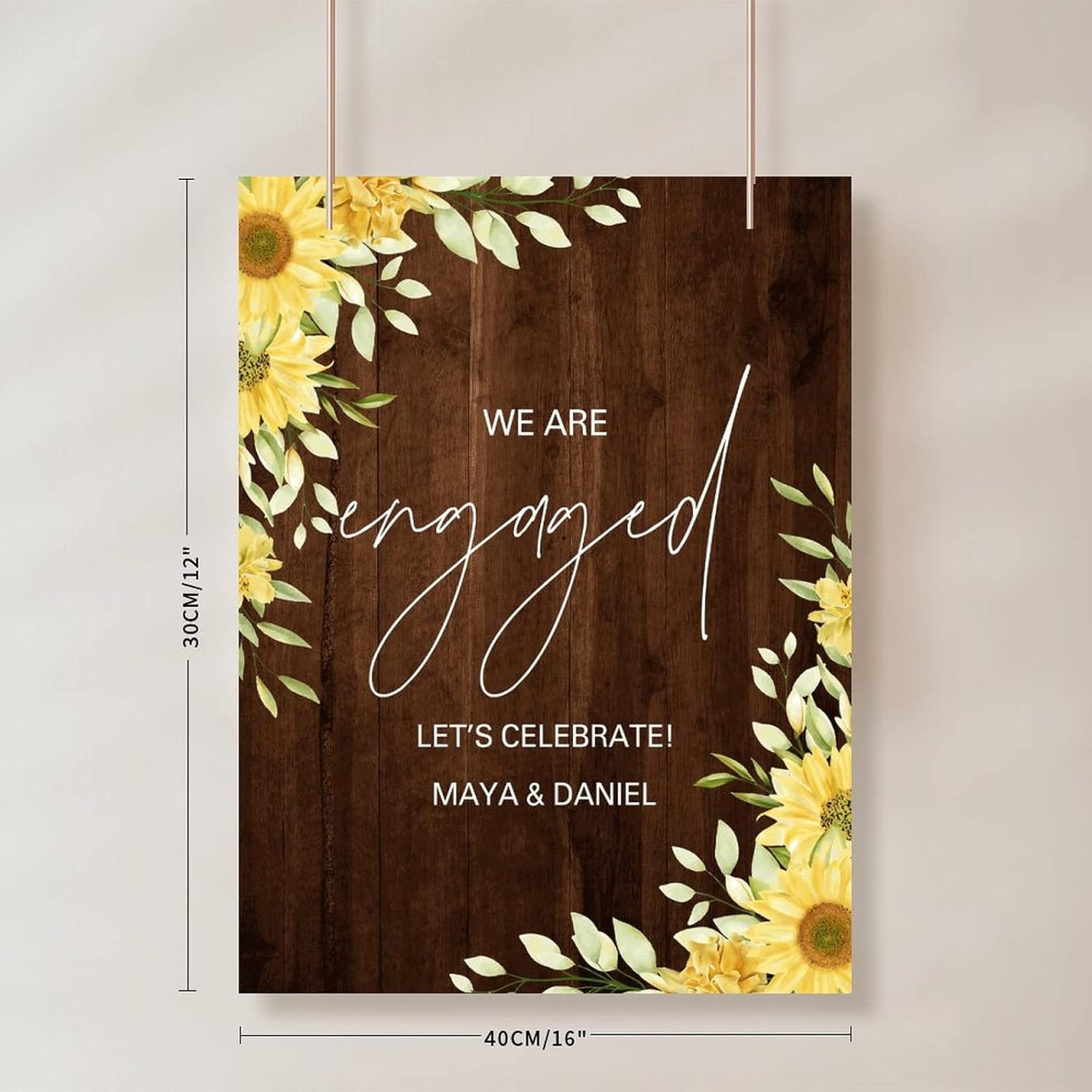 Custom Wedding Welcome Sign 12x16 Inch Brown Wood