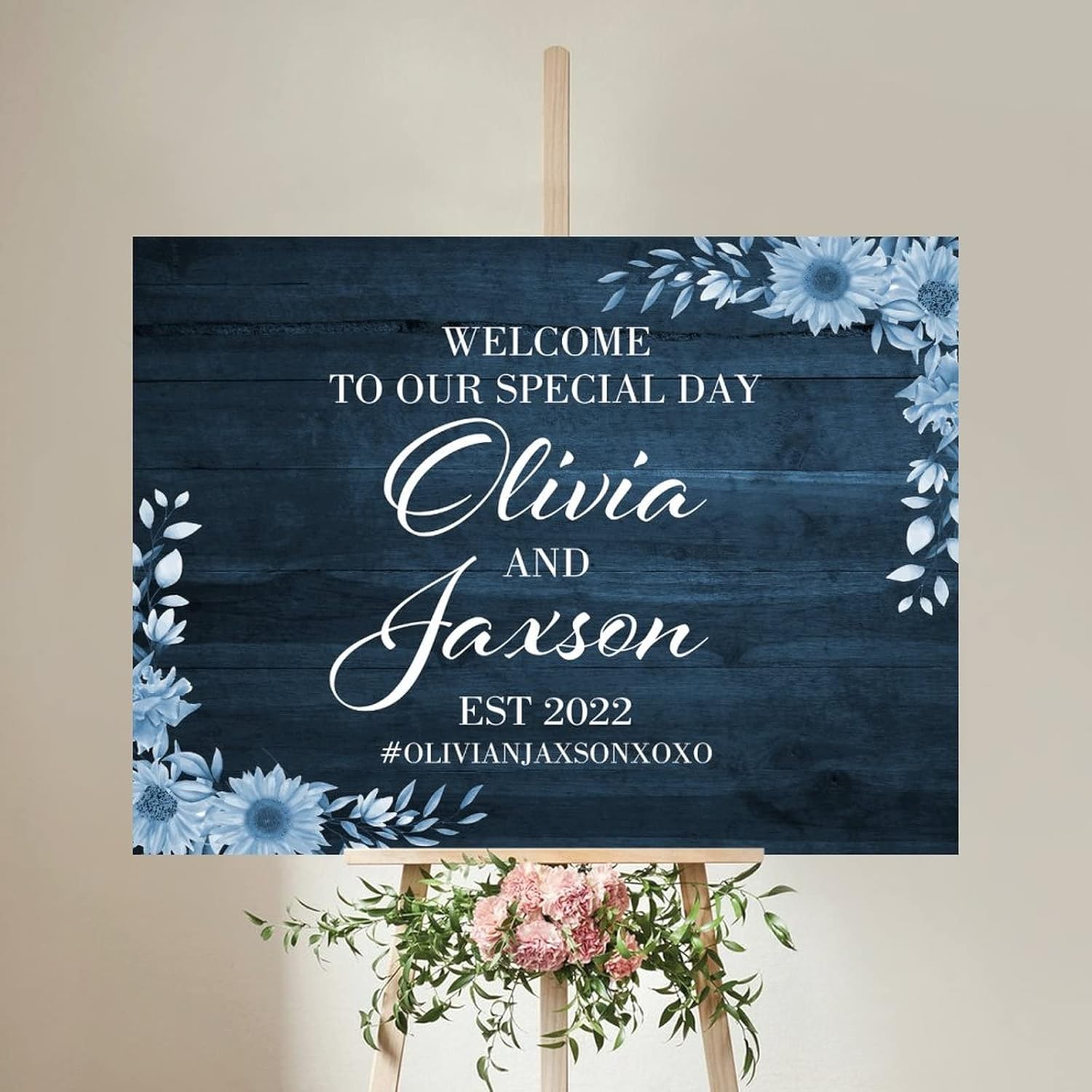 Alioyoit Wedding Welcome Sign Personalized Wood Luxury Rustic Greeting Sign 12x16 Inch