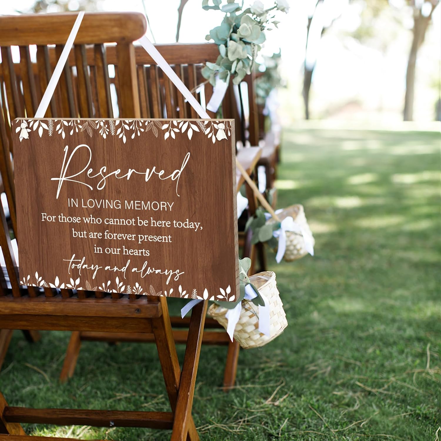 Rustic Wedding Memorial Sign with Ribbon