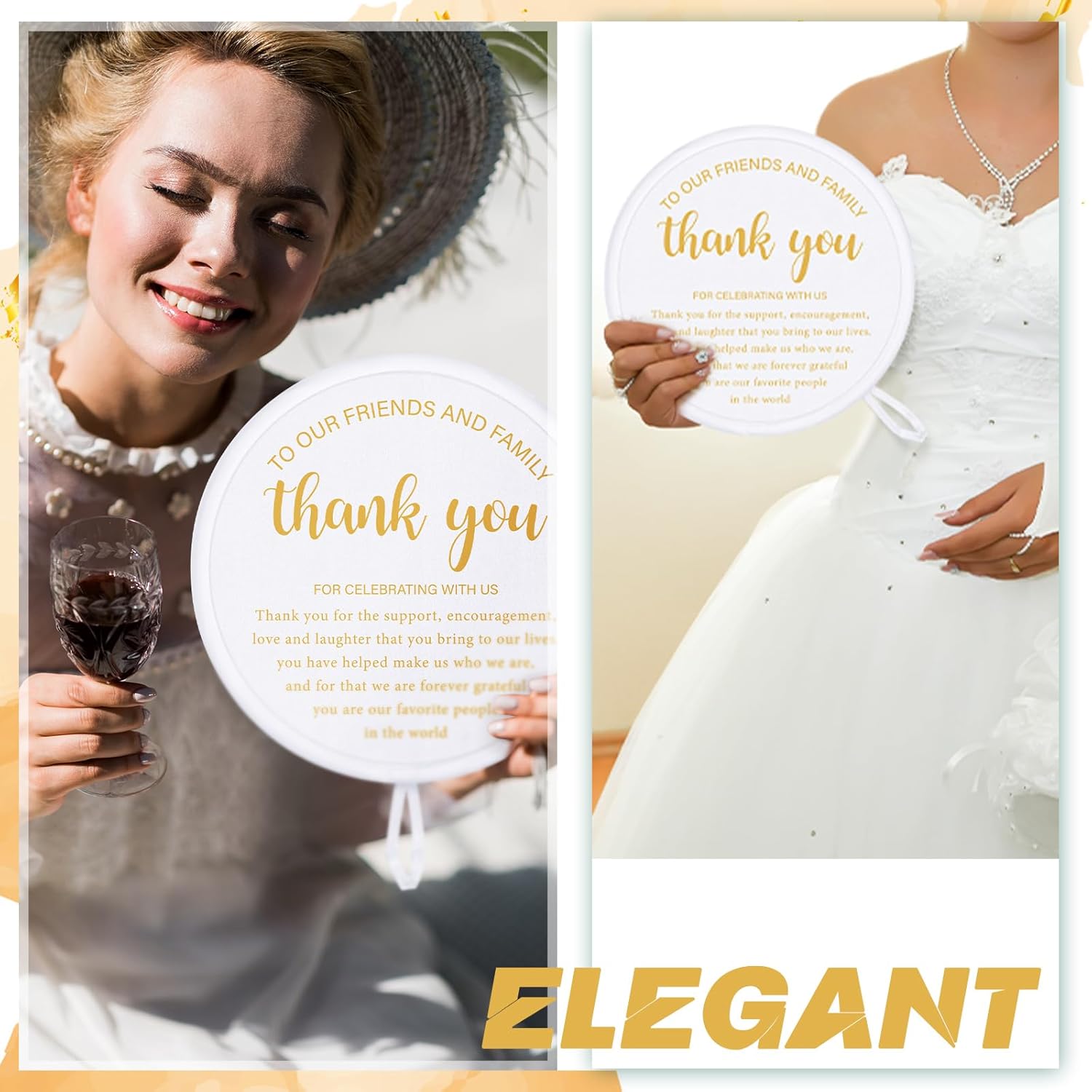 GlikCeil 200 Pcs Wedding Fans with Organza Bags Set