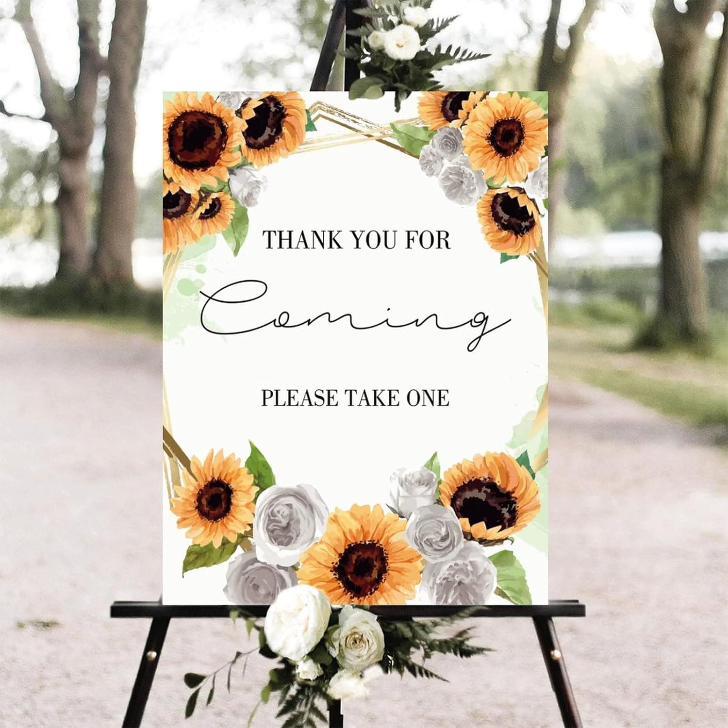 Alioyoit 12x16 Inch Personalized Wood Wedding Sign with Sunflowers