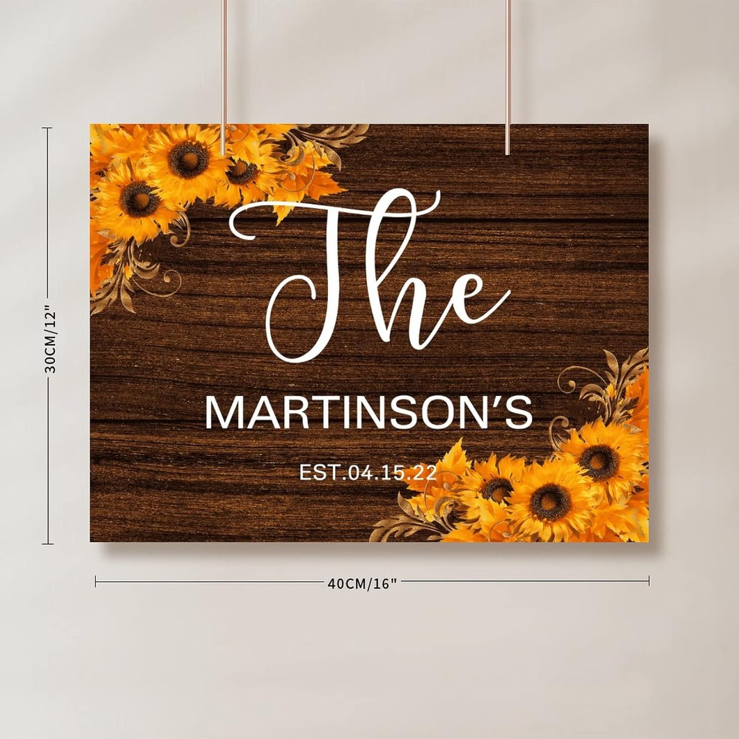 Personalized Wedding Welcome Sign with Sunflowers