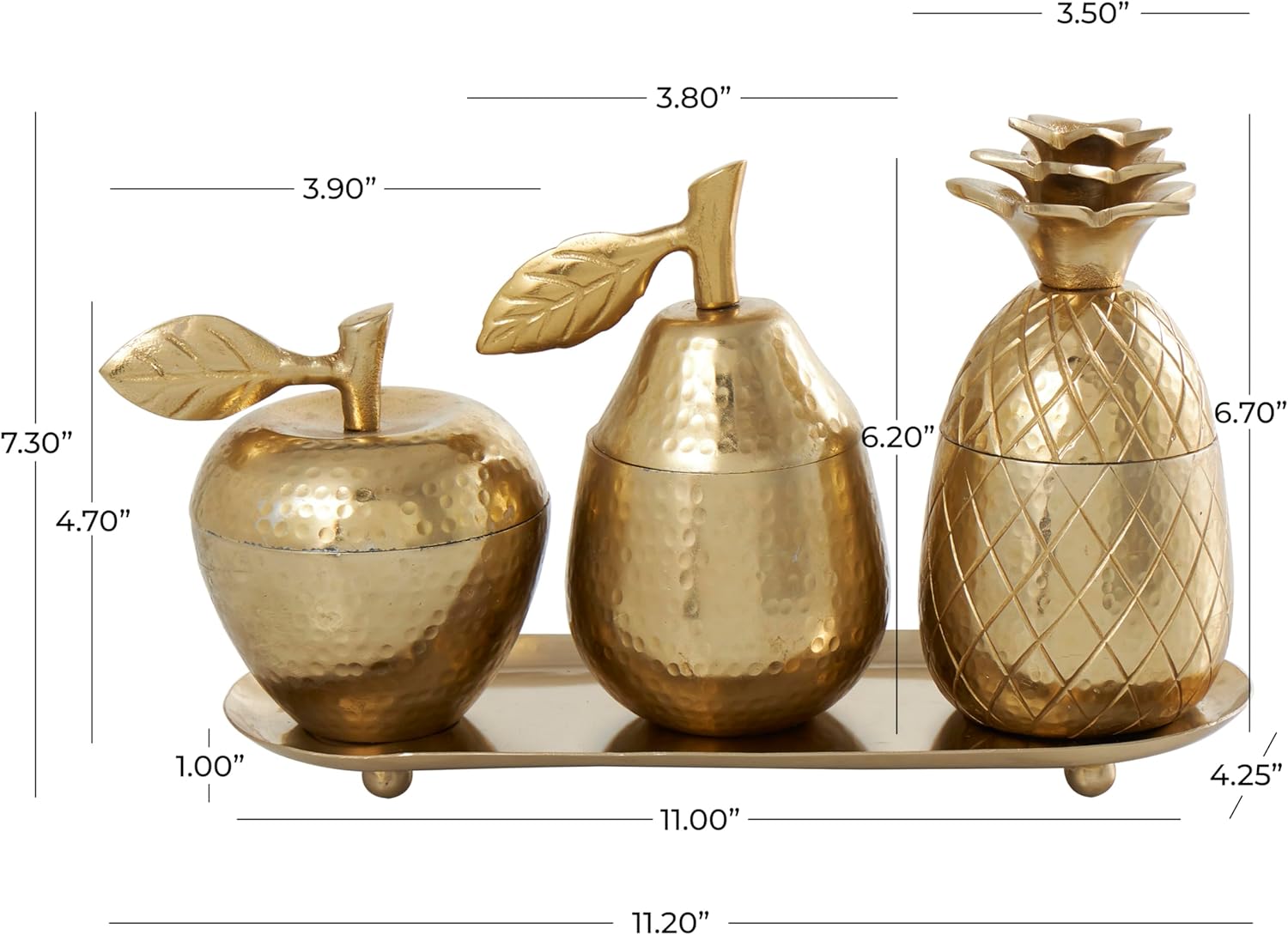 Deco 79 Gold Aluminum Decorative Jars Set
