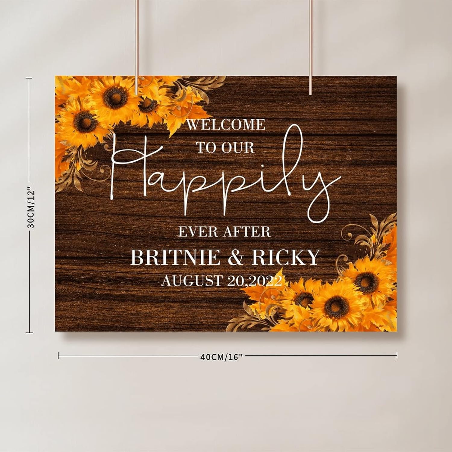 Customizable Wooden Wedding Welcome Sign 12x16 Inch