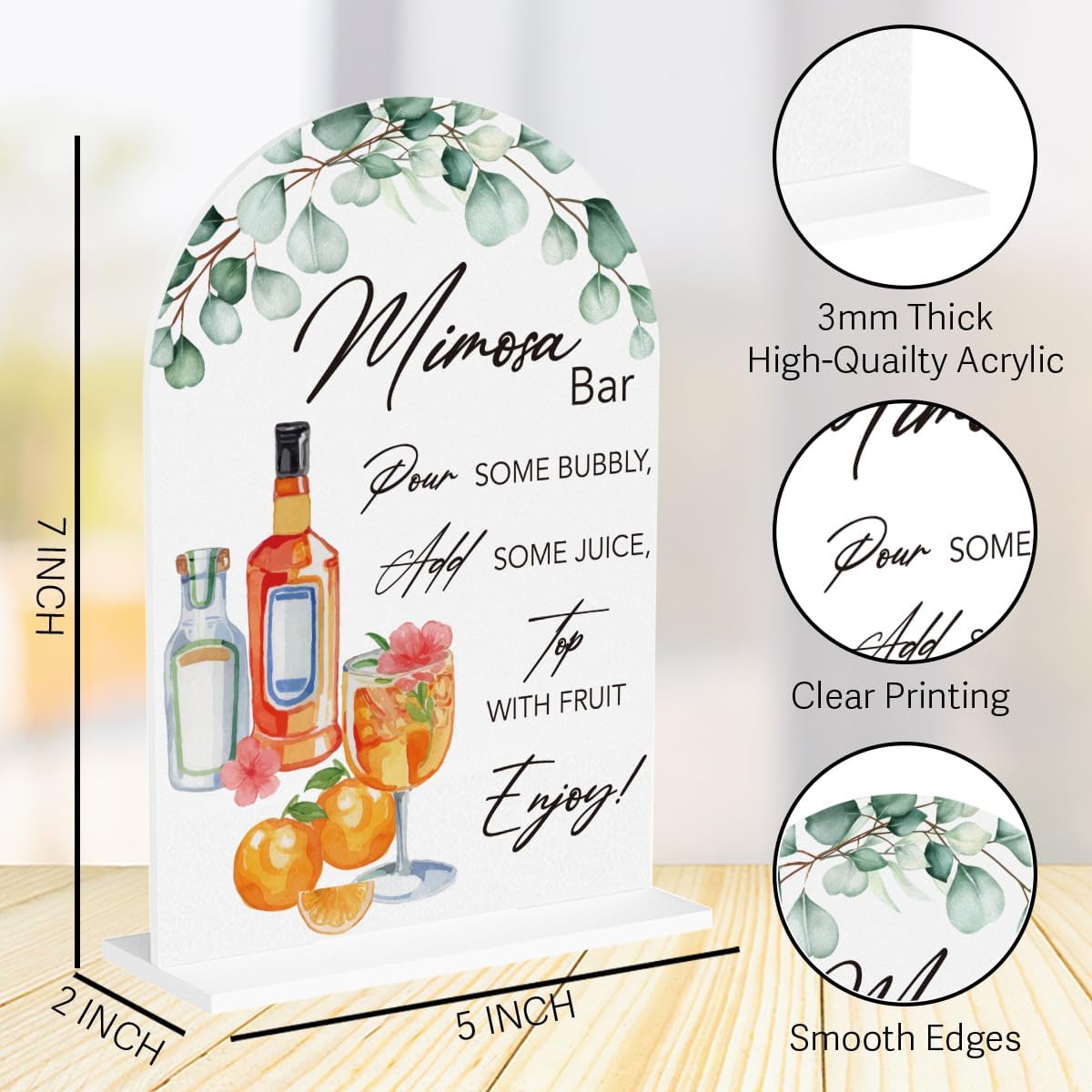 Wingteca Mimosa Bar Sign Wedding Decor Arch 7x5 Inches