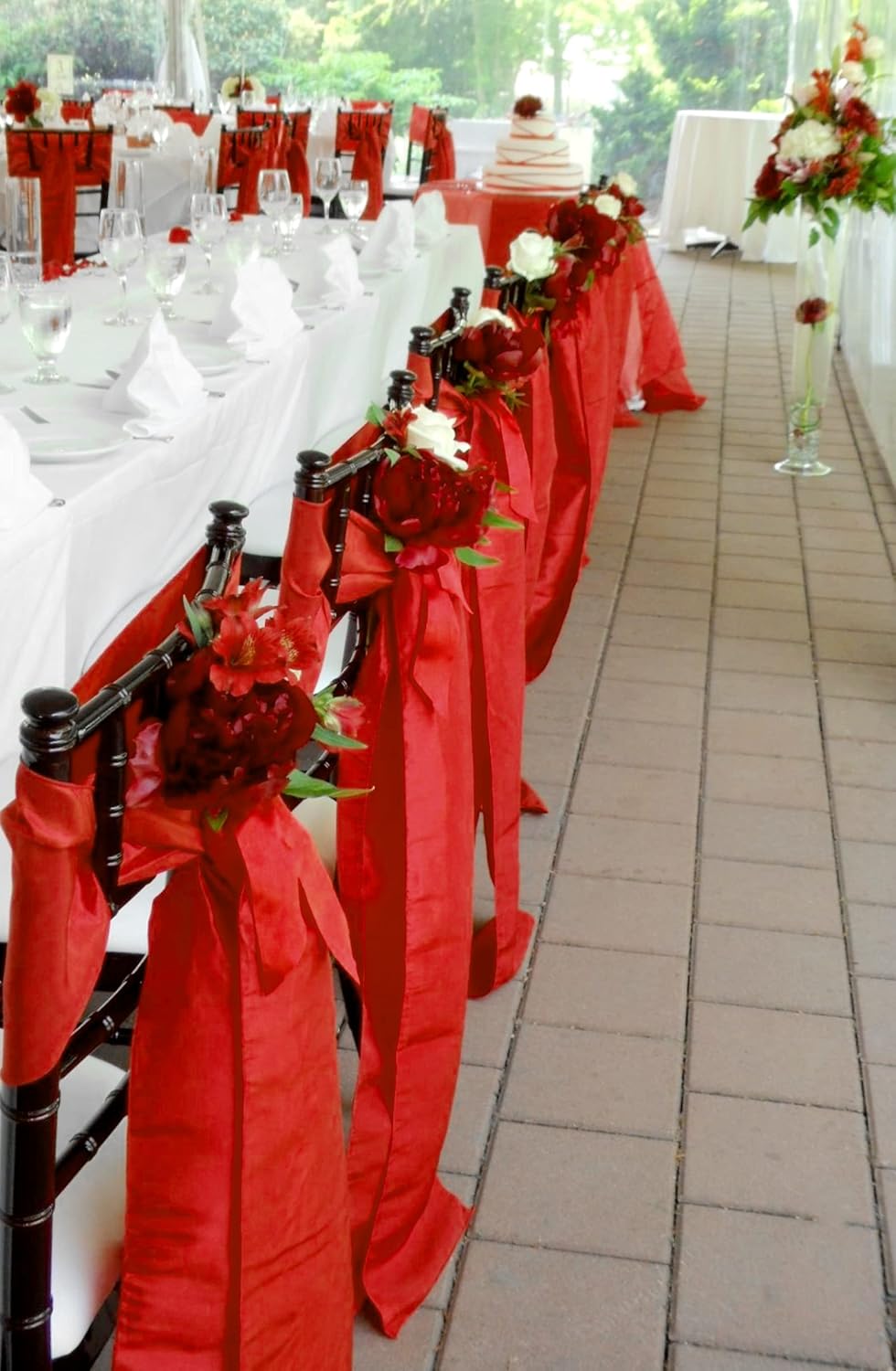 72 pcs Red Satin Chair Sashes with Back Tie
