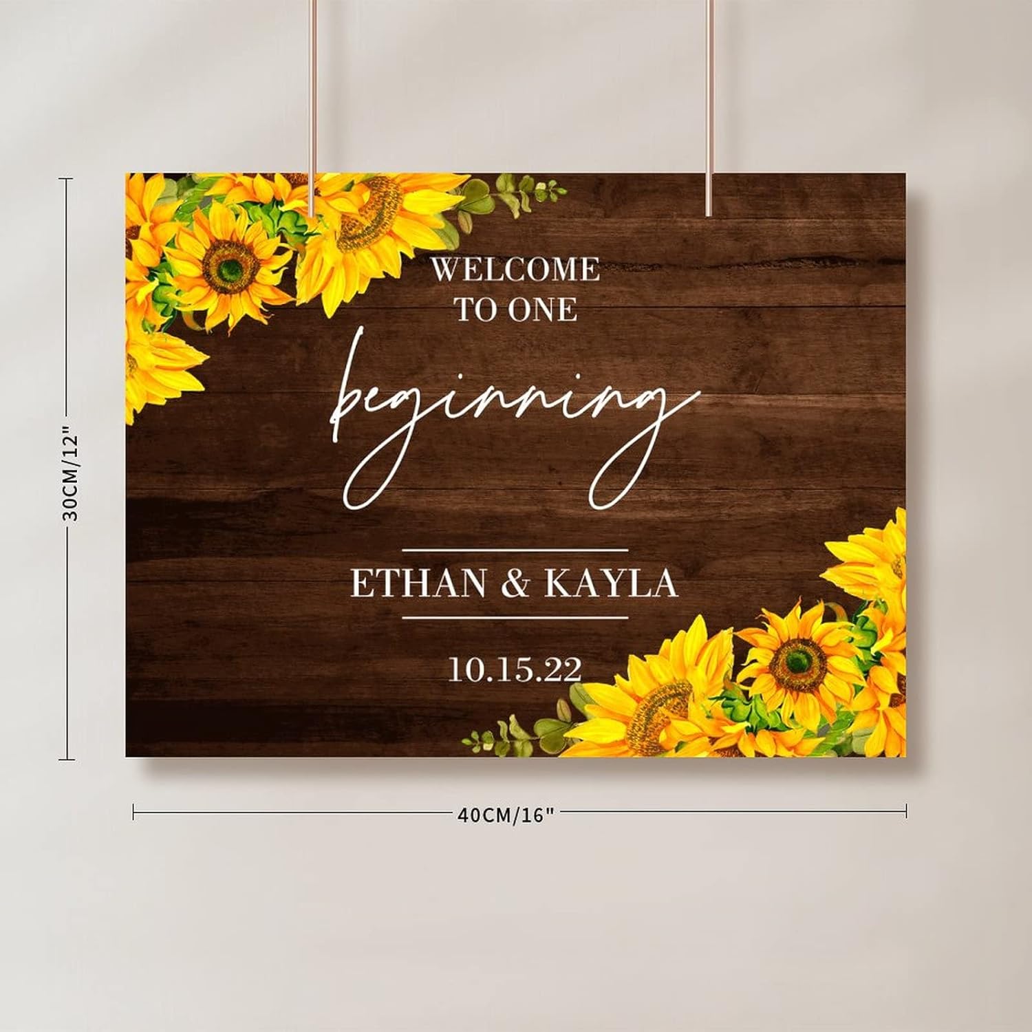 Alioyoit Wedding Welcome Sign with Sunflowers Design