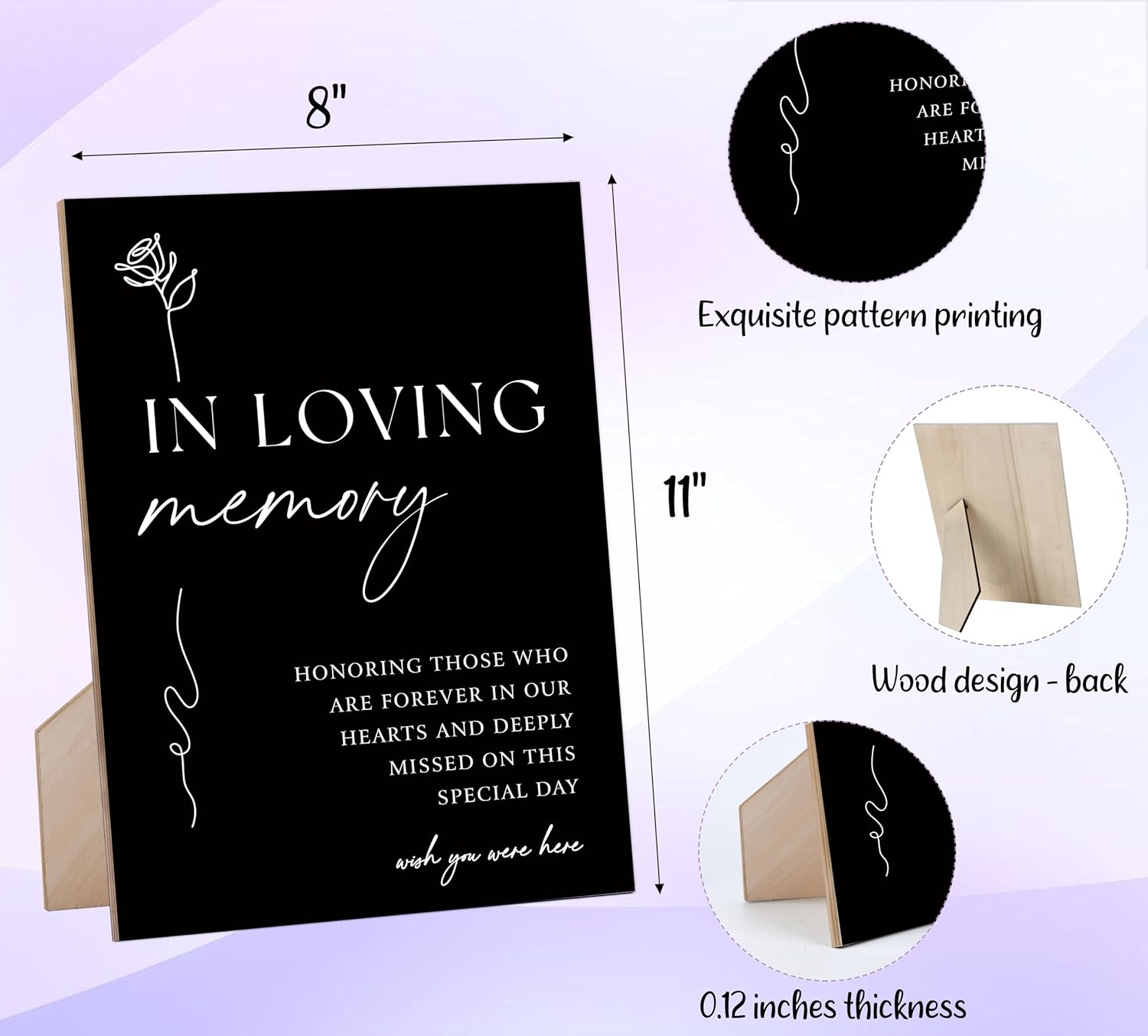 In Loving Memory Wedding Sign 8x11 Inch Wooden