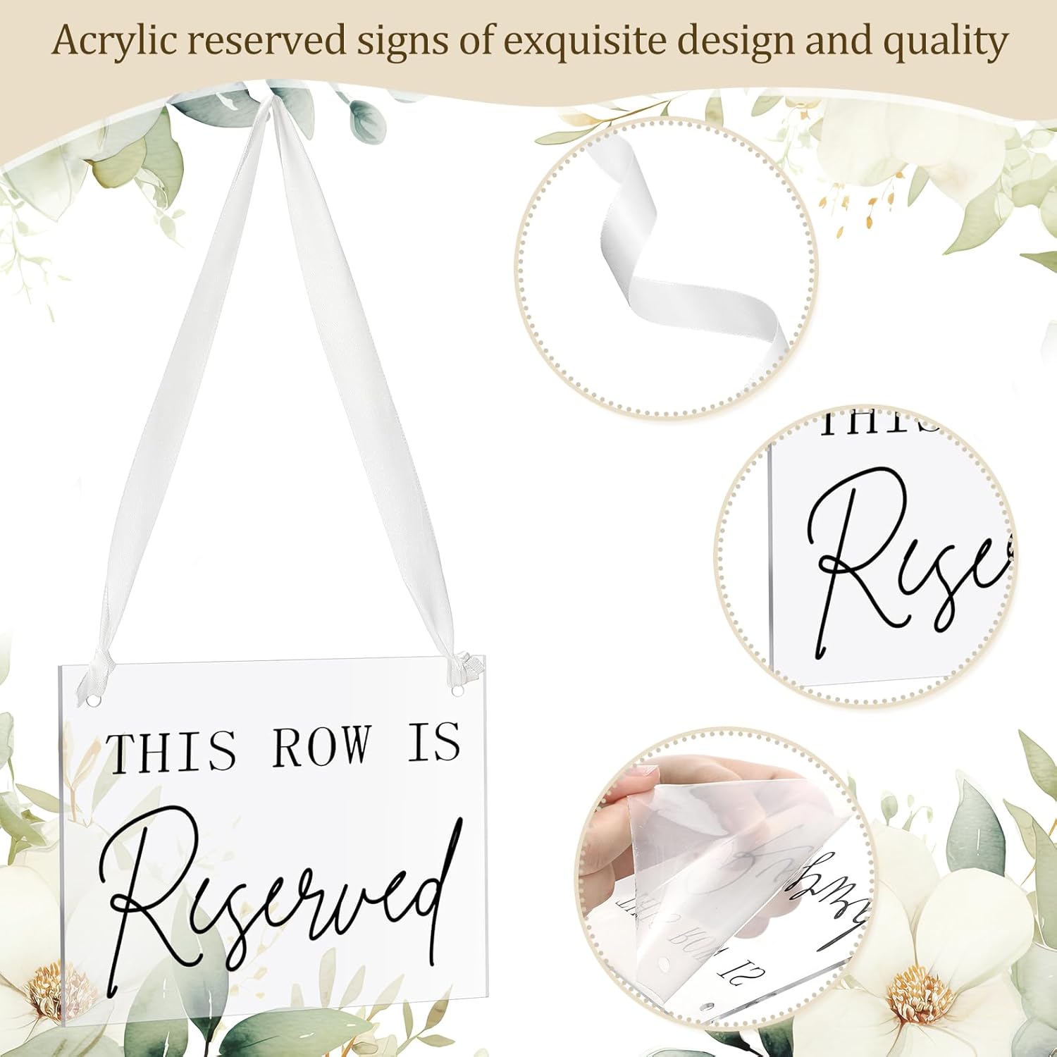 Yousoontic 12 Pack Reserved Chair Signs with Ribbon