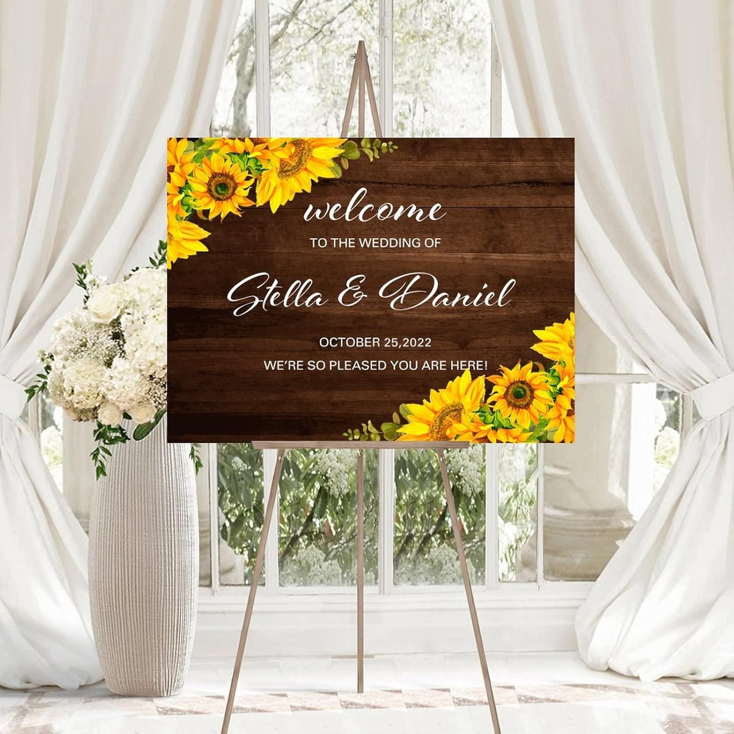 Alioyoit Wedding Welcome Sign Sunflowers 12x16 Inch 1