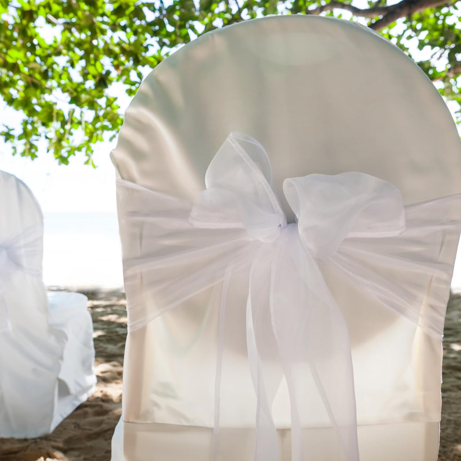 Tosnail 30 Pack White Organza Chair Sashes