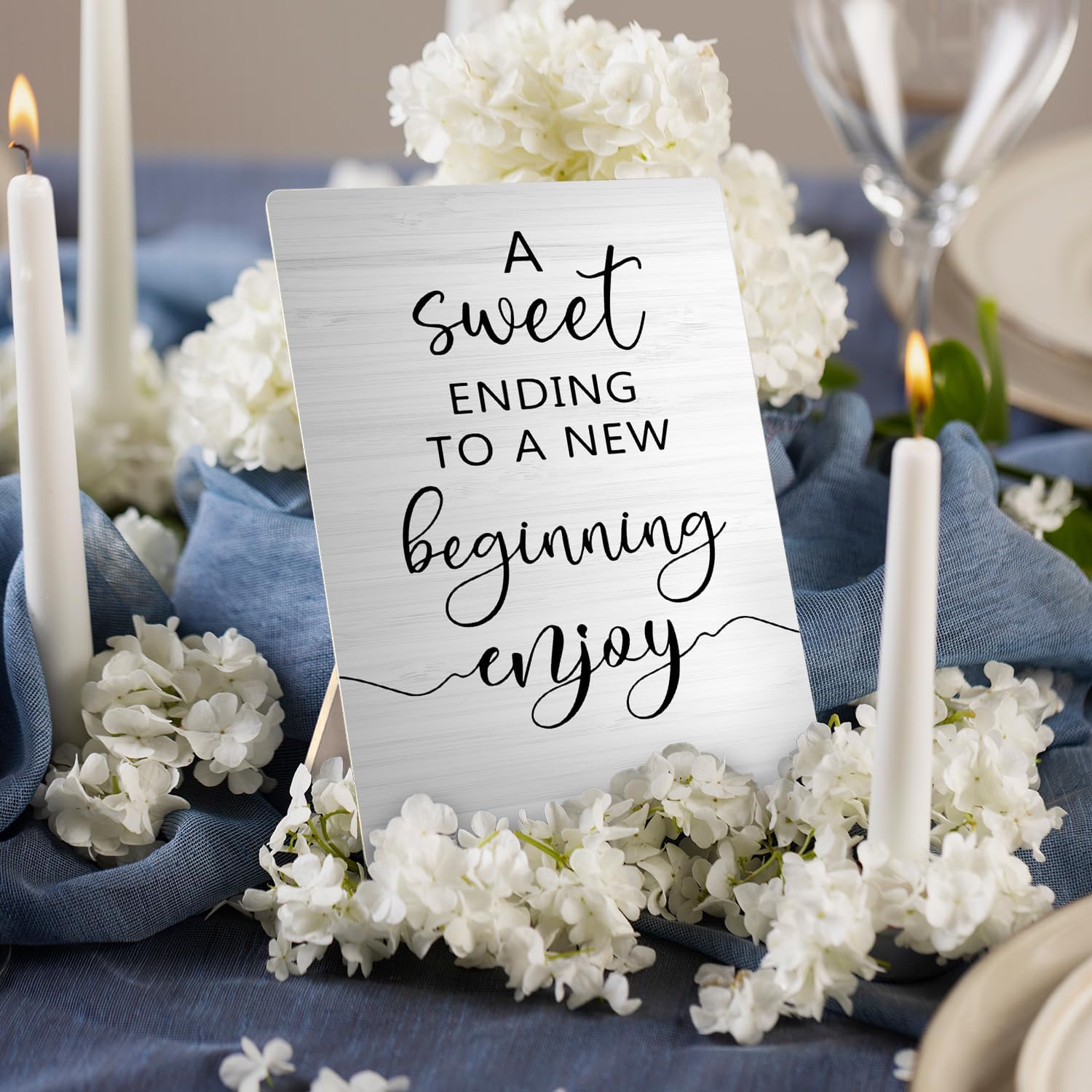 A Sweet Ending to a New Beginning Sign 5x7 inch
