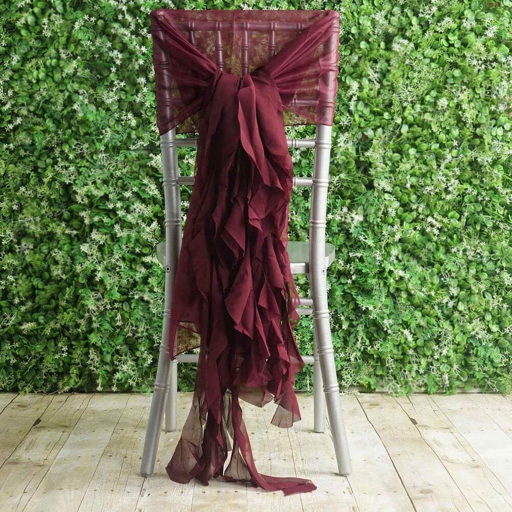 Premium Wedding Chair Sash Set Wrinkle-Free Burgundy Decor