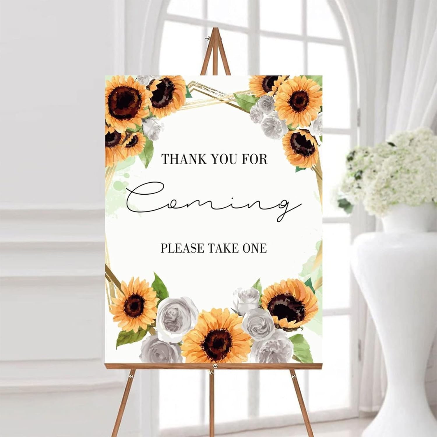 Alioyoit 12x16 Inch Personalized Wood Wedding Sign with Sunflowers
