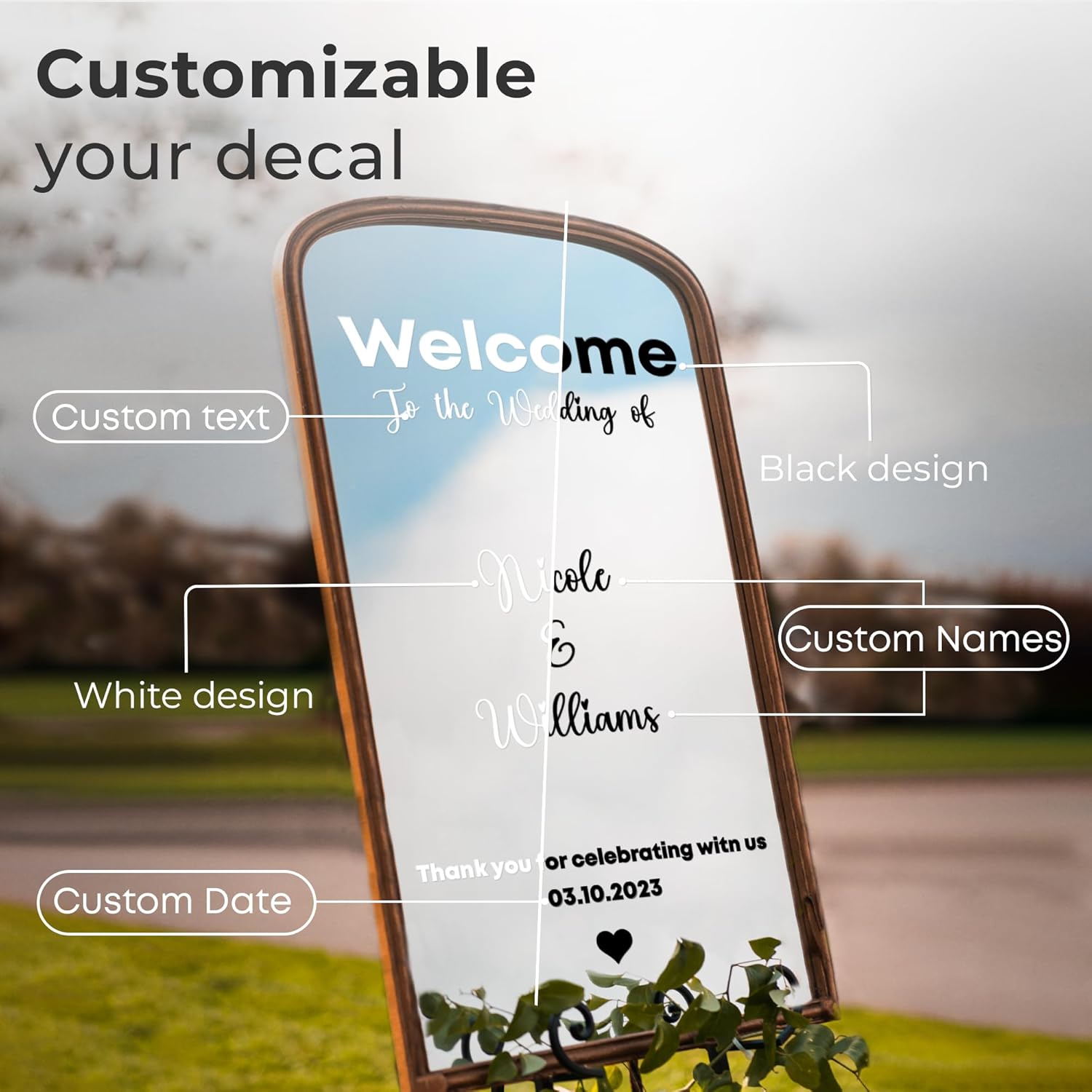 EGD Custom Wedding Mirror Welcome Sign
