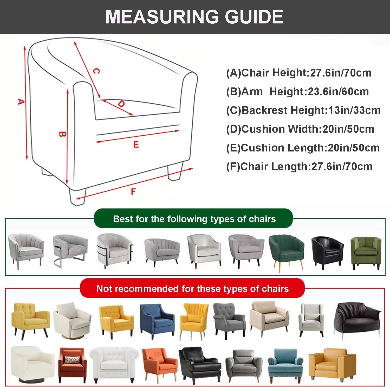 NILUOH Club Chair Slipcover 2 Piece