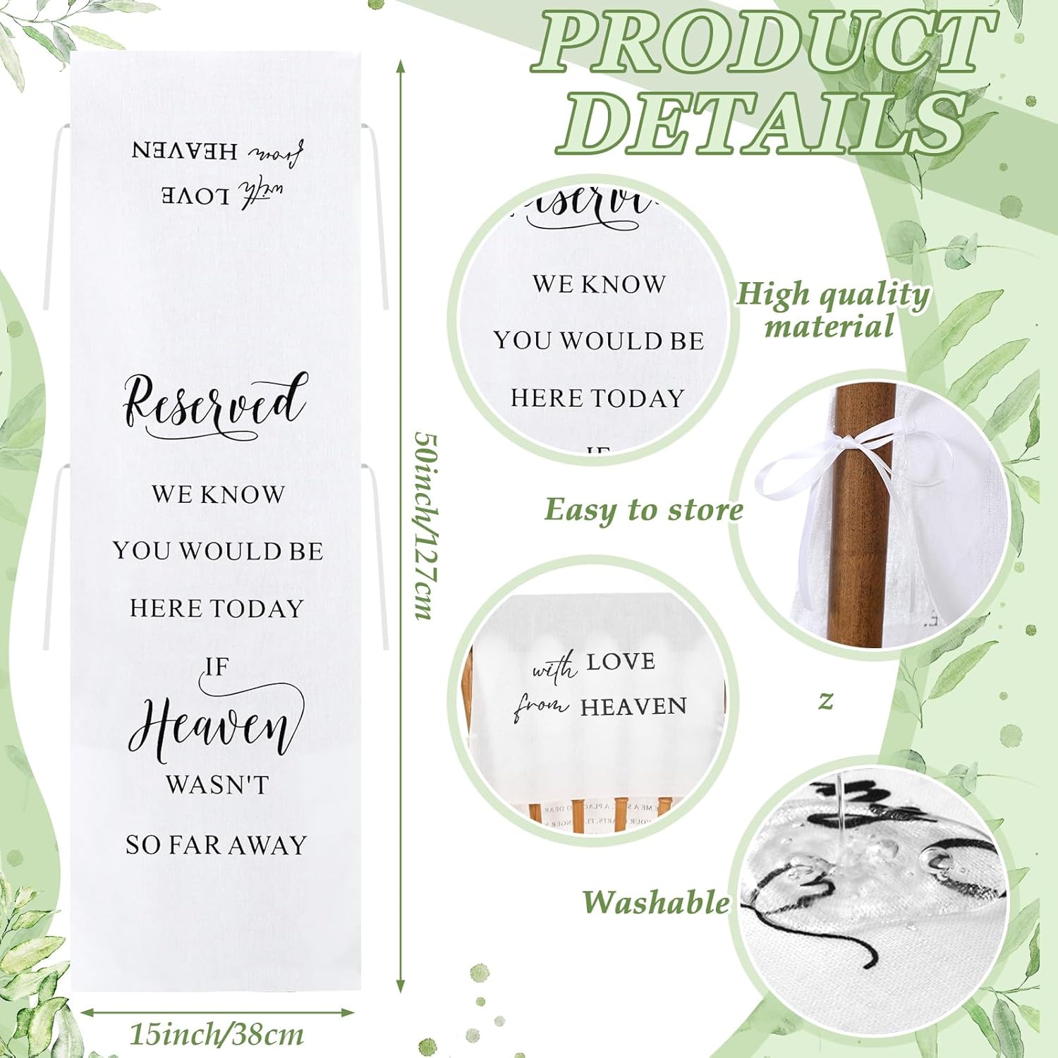 Loving Memory Wedding Chair Sign Banner Classic White