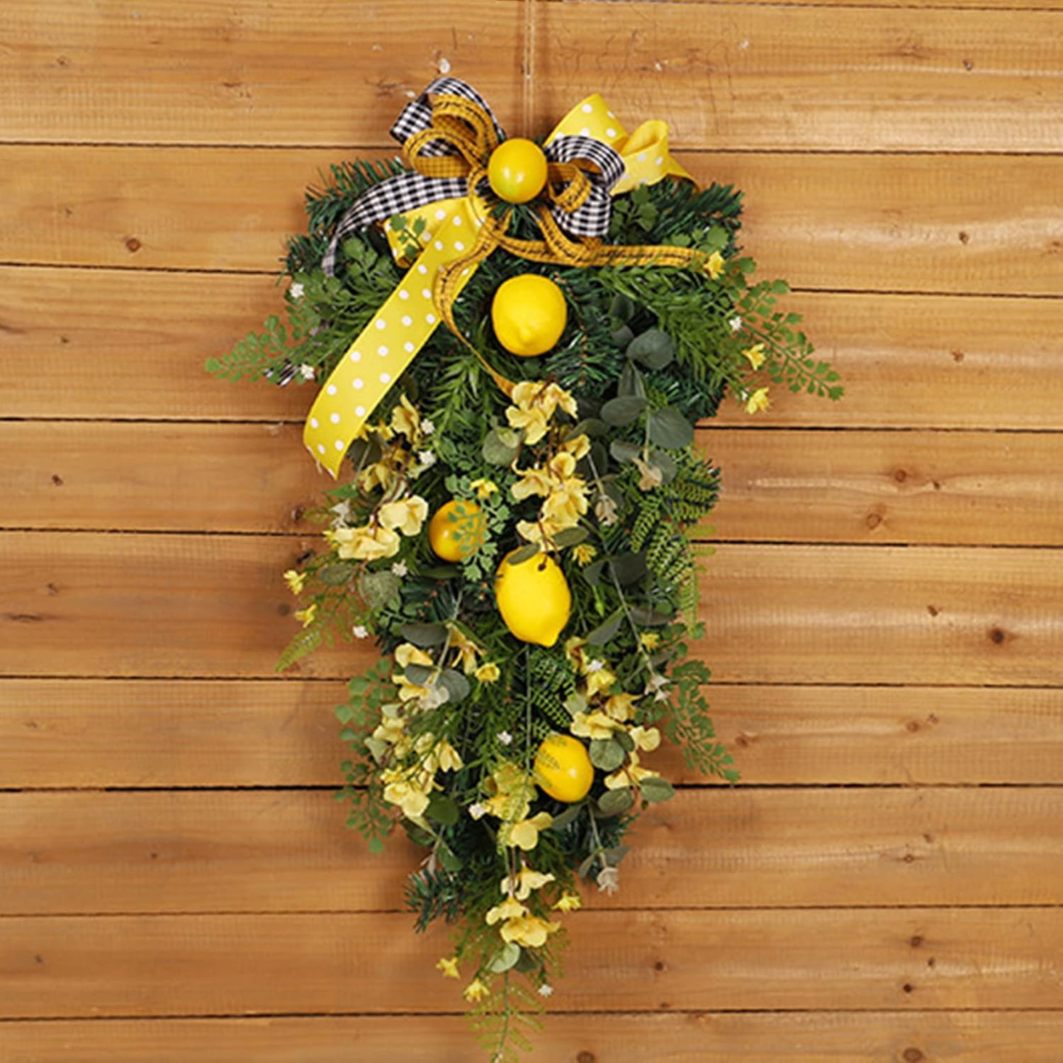 2756in Artificial Lemon Swag with Daisies and Large Bow