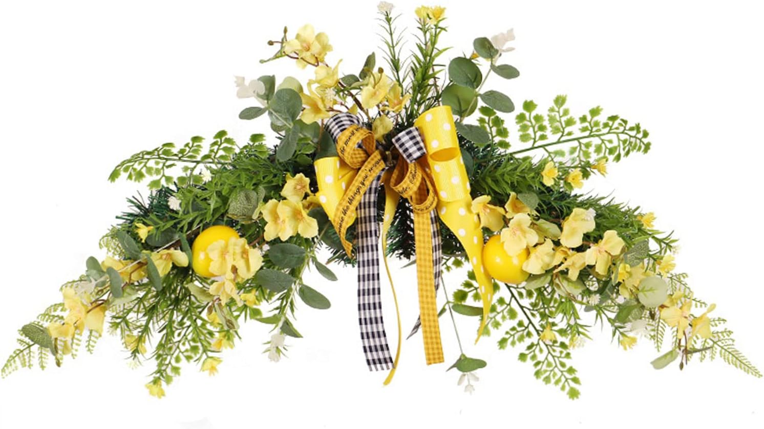 24in Artificial Lemon Swag with Large Bow Yellow Decor