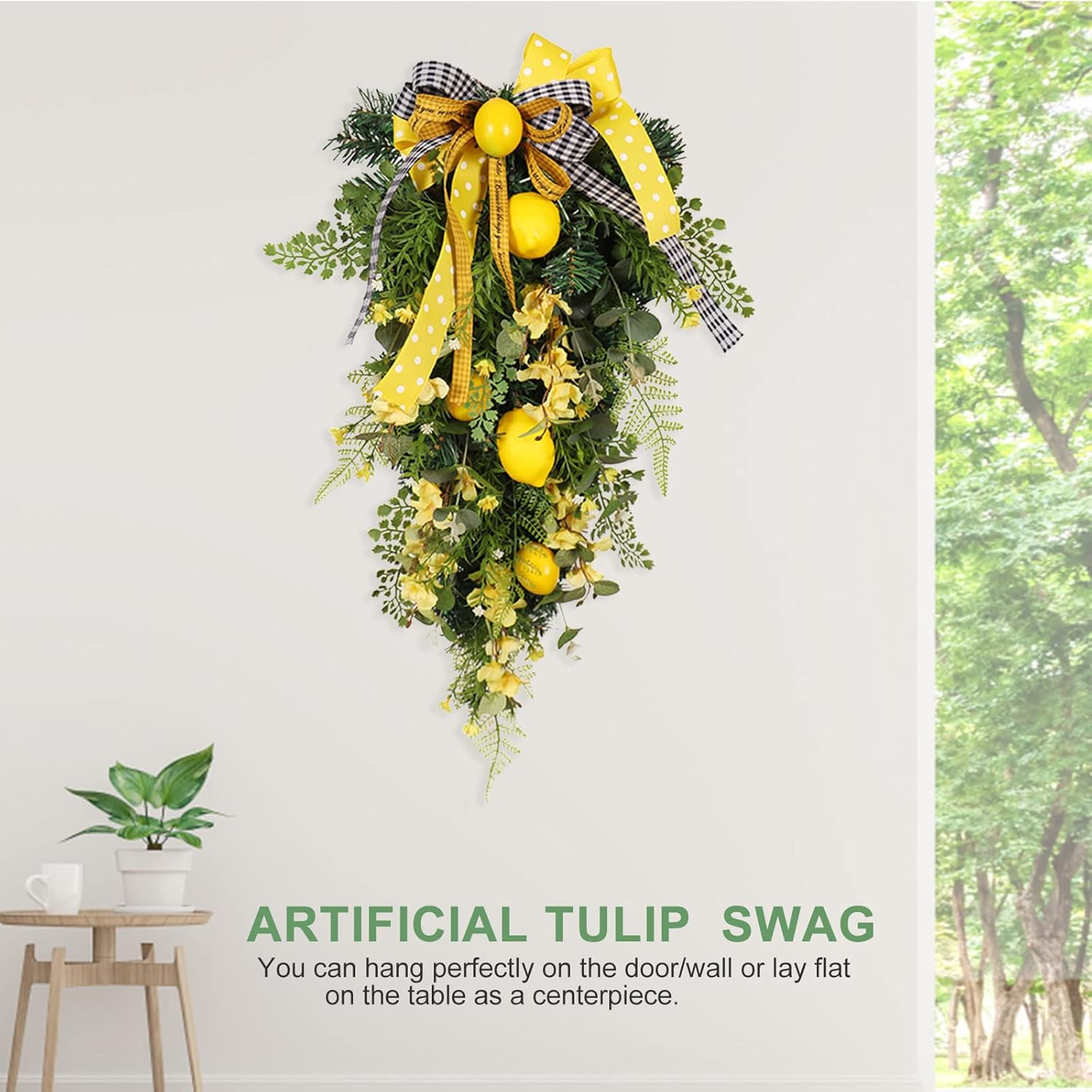 275 Inch Artificial Lemon Teardrop Wall Wreath