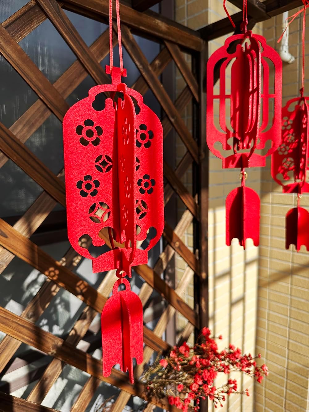 4PCS 17inch Red Lanterns for Chinese New Year Decorations