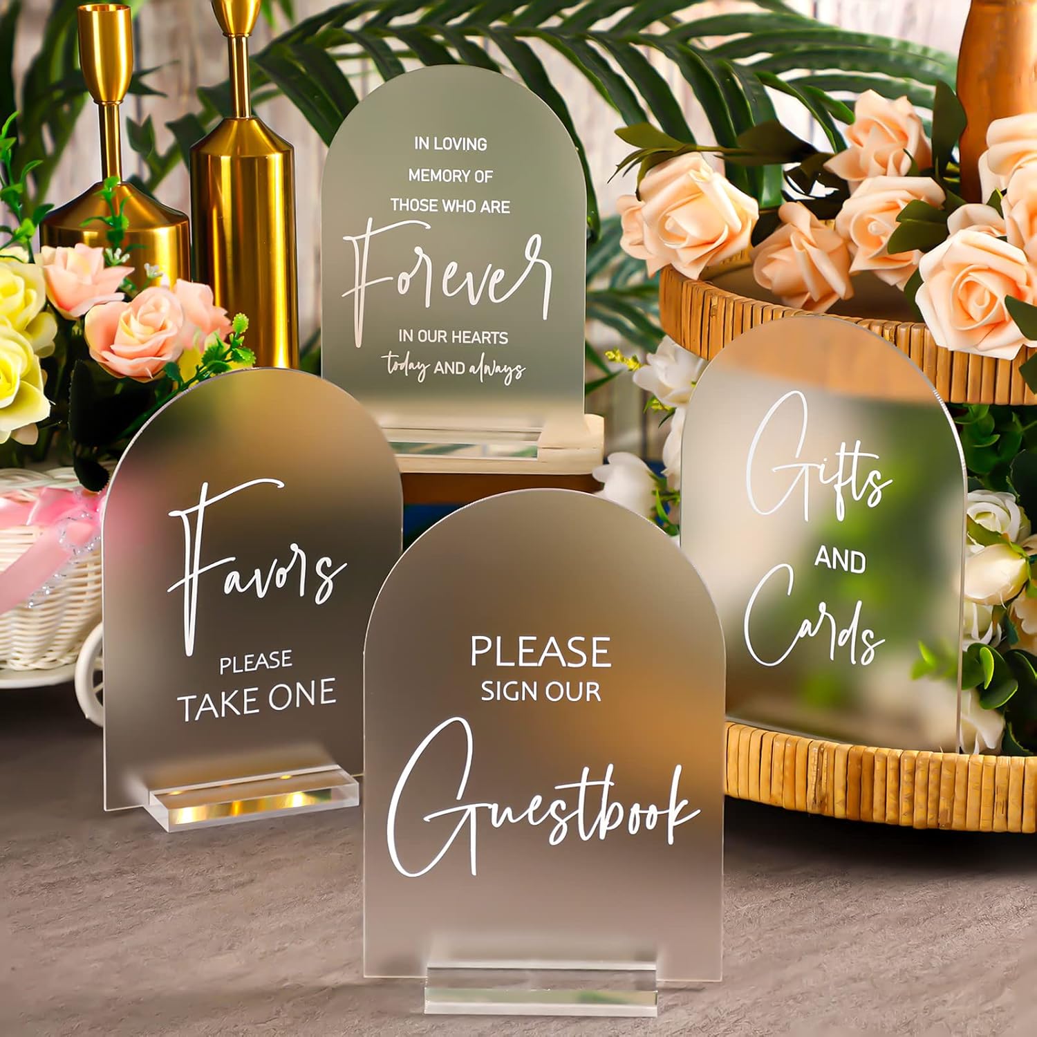Chunful 4 Pcs Clear Acrylic Wedding Signs With Stand