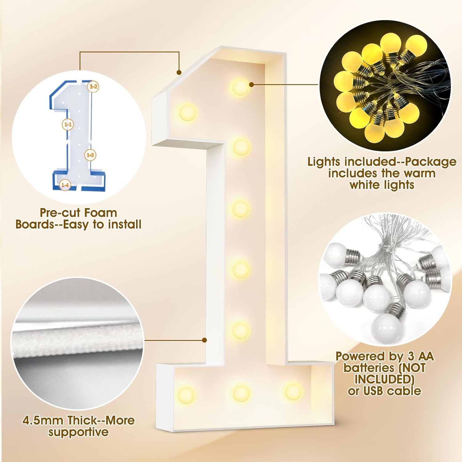 Ledido 4ft Light Up Letter Marquee Sign Decor