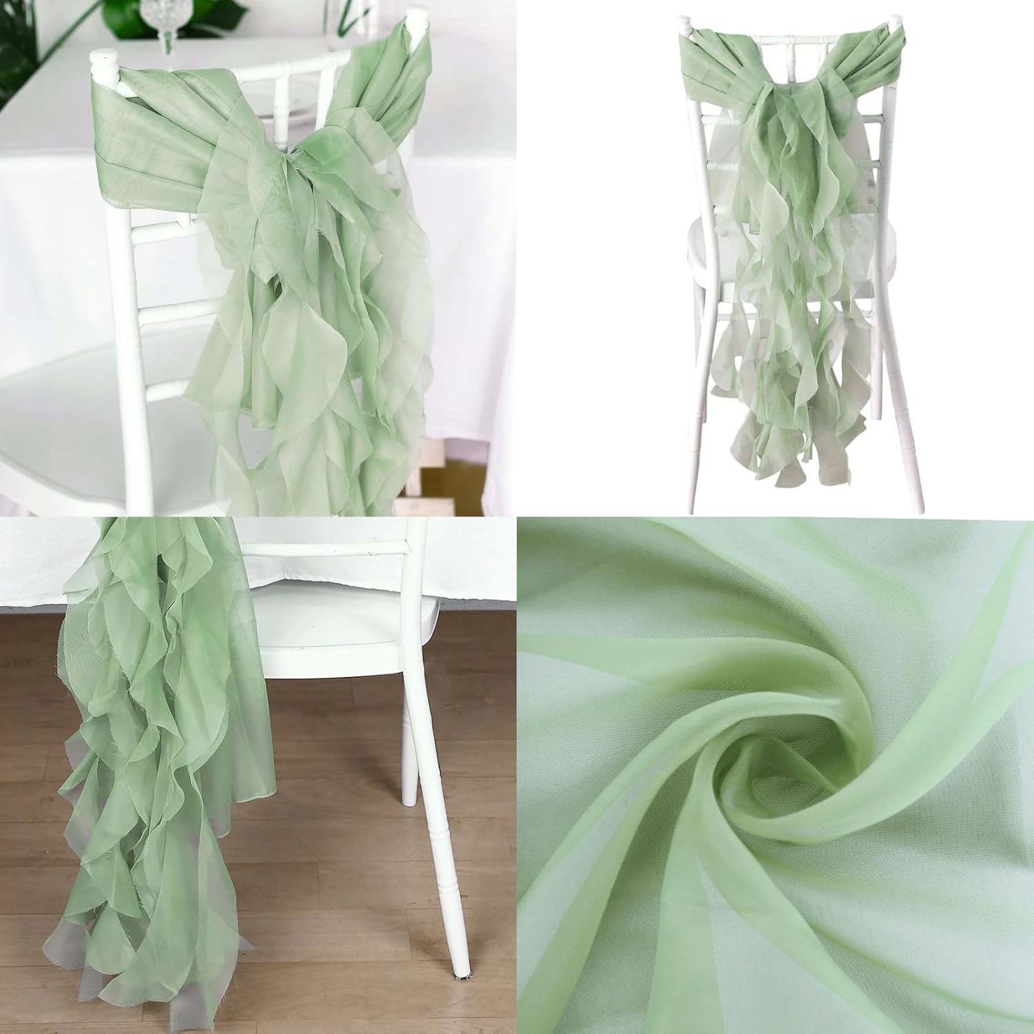 Efavormart Premium Wedding Chair Sash Set Sage Green