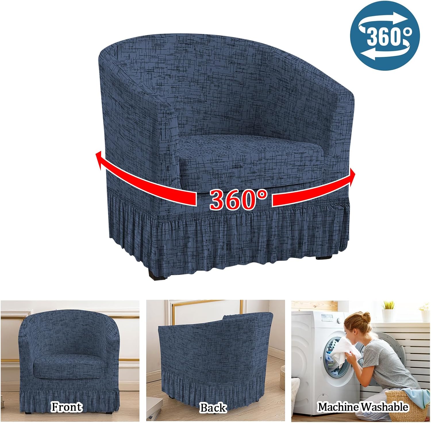 FUANGUI 2 Piece Club Chair Slipcover Set