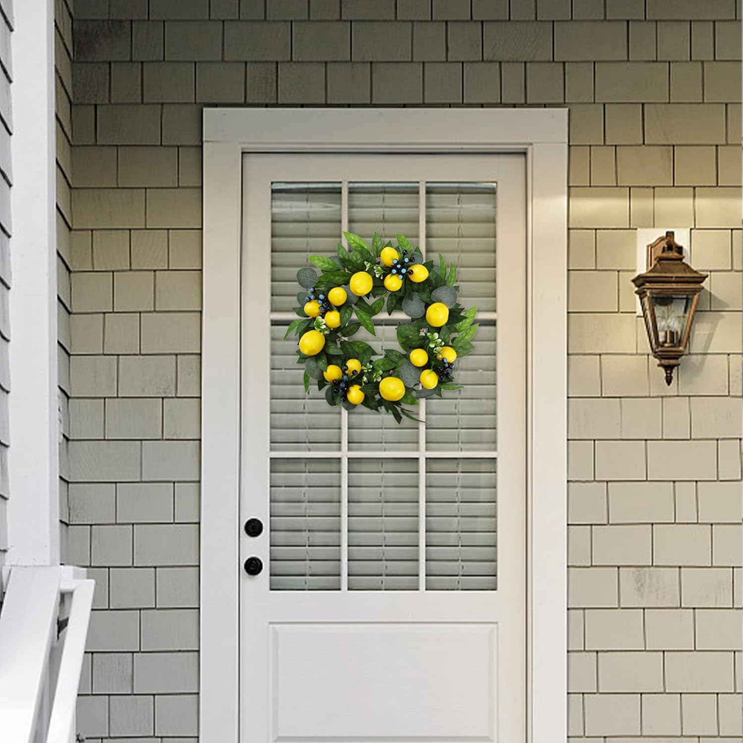 18 Inch Artificial Lemon and Blueberry Wreath