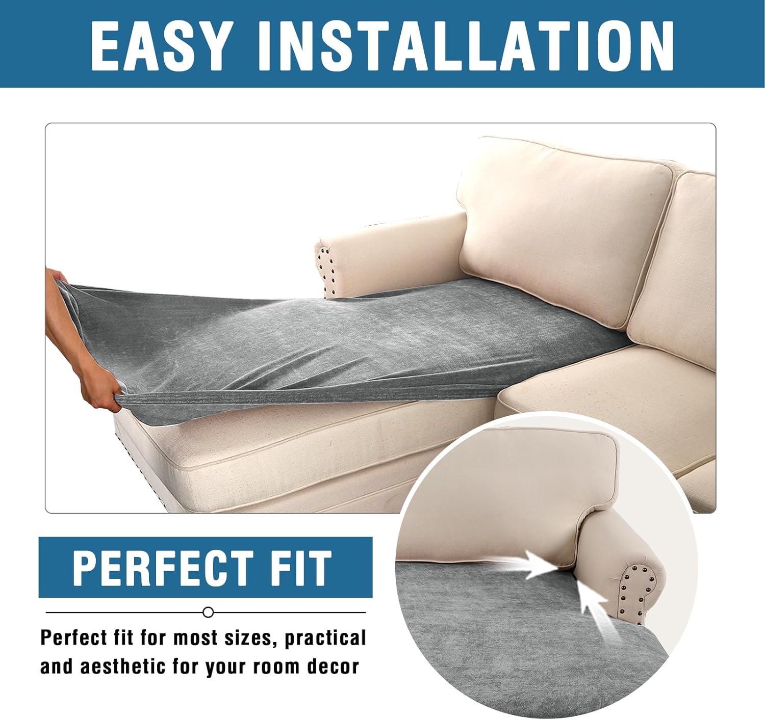 HVERSAILTEX Stretch Chenille Chaise Cover