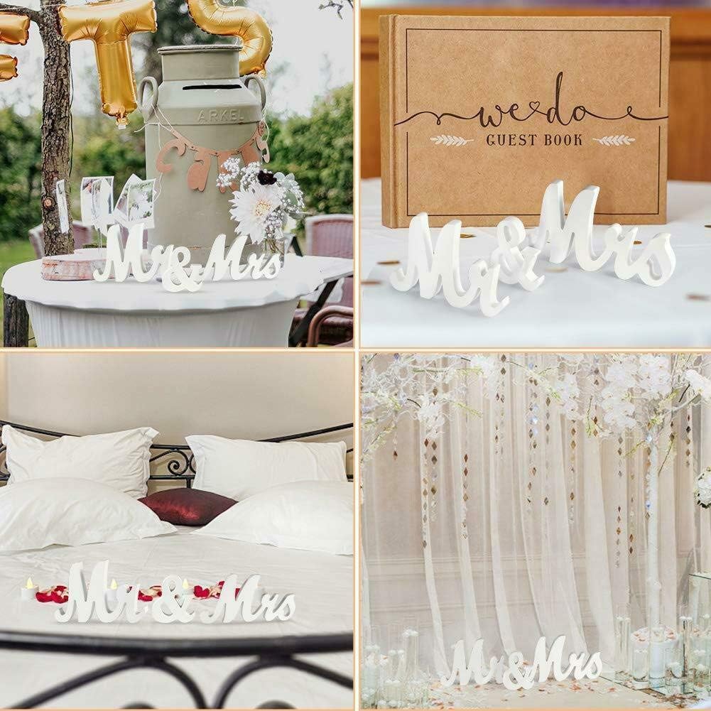 Mr Mrs Wedding Table Sign - White Wooden Letters