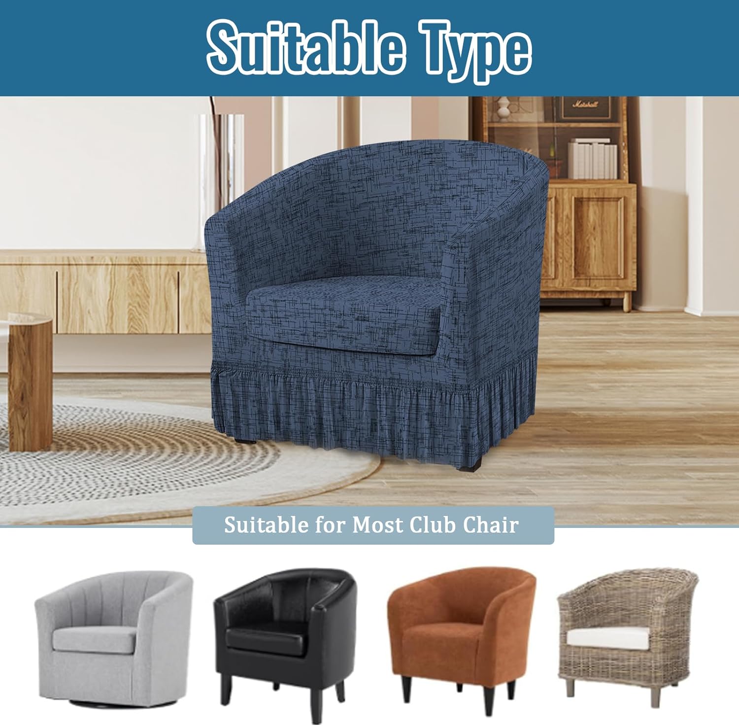 FUANGUI 2 Piece Club Chair Slipcover Set