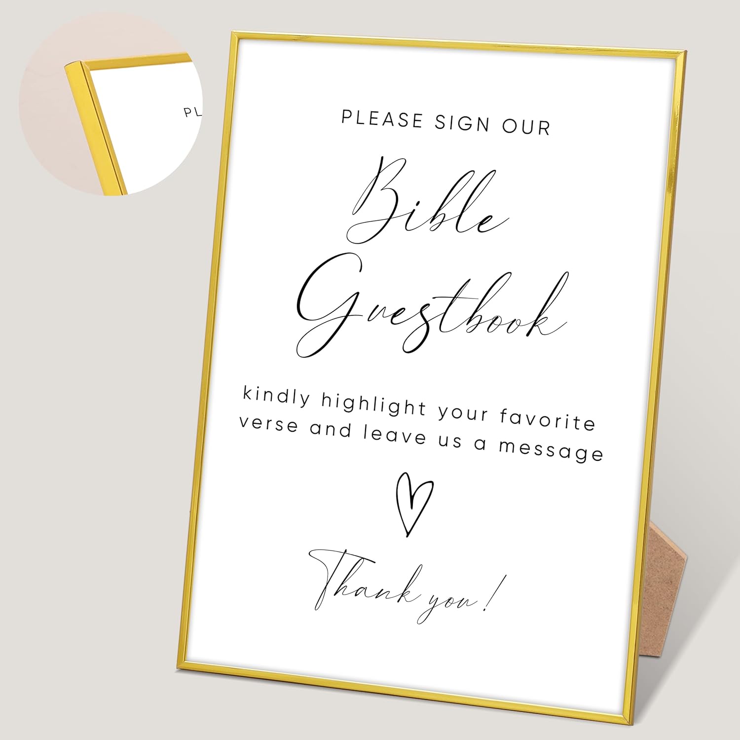 Gold Frame Guestbook Sign with Stand for Wedding Reception