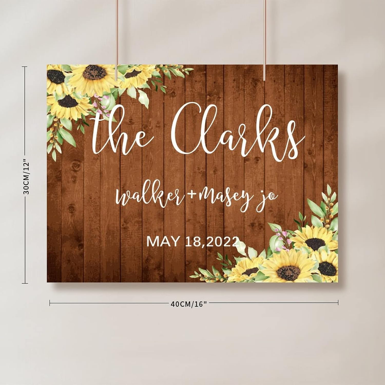 Personalized Wedding Welcome Sign Brown Wood 12x16 Inch