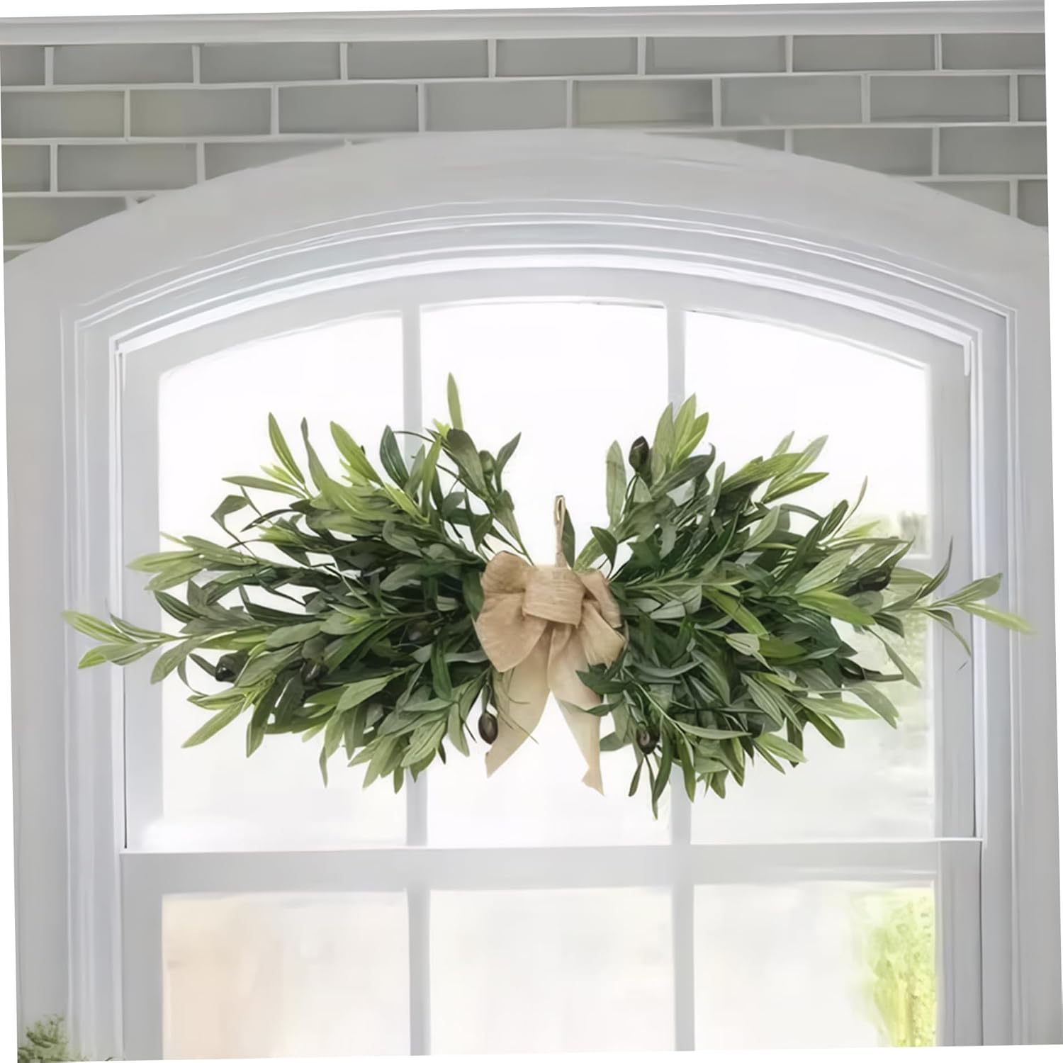 24 inch Artificial Olive Wreath with Green Leaves and Fruit
