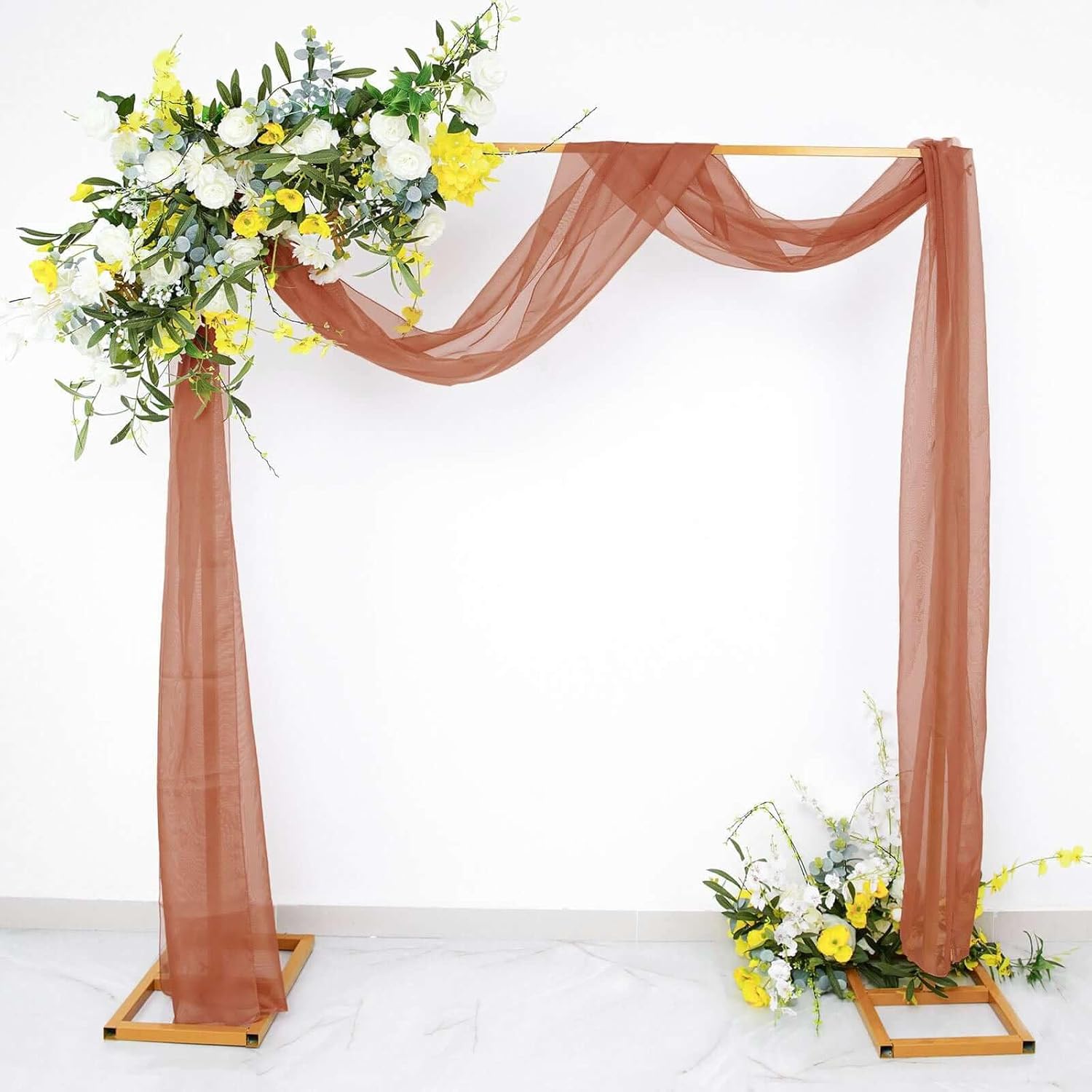 Efavormart 18 Ft Terracotta Sheer Organza Curtain Panels