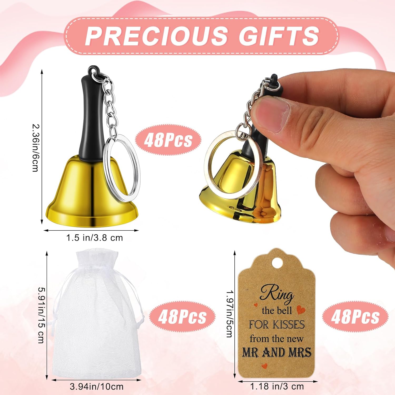 Lounsweer Wedding Kissing Bell Set 48 Pieces Gold