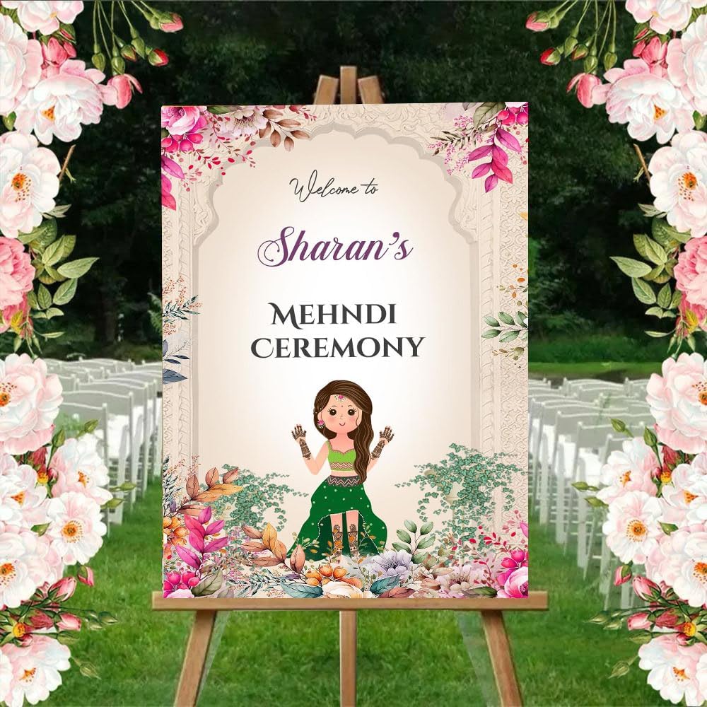 Indian Mehndi Ceremony Welcome Sign Board
